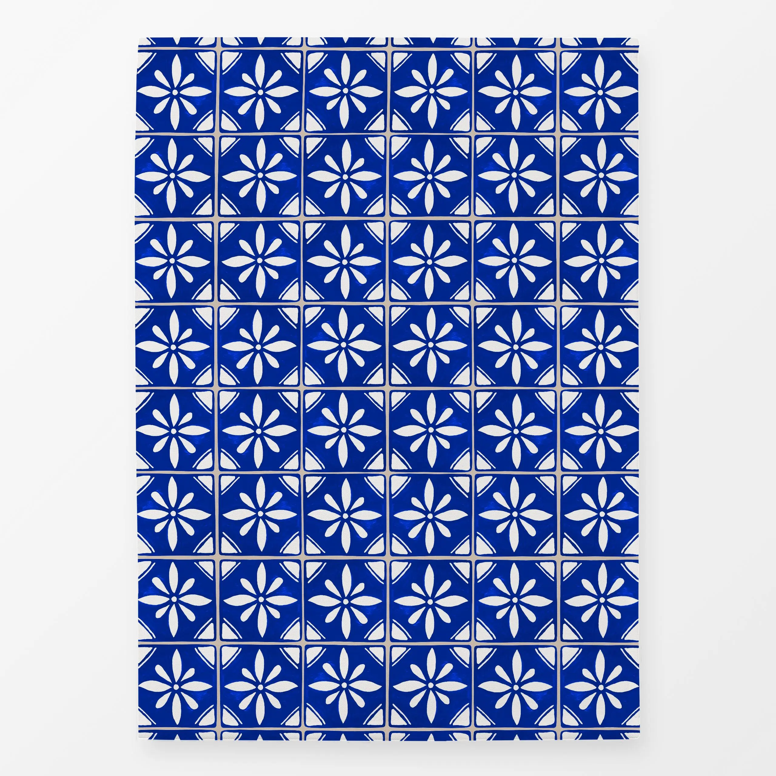 Geschirrtücher Azulejo Pattern 6 - Symbole & Muster - von „Karen Menzenbach"; Sommer, Urlaub, floral, mediterran, Blumenmust...