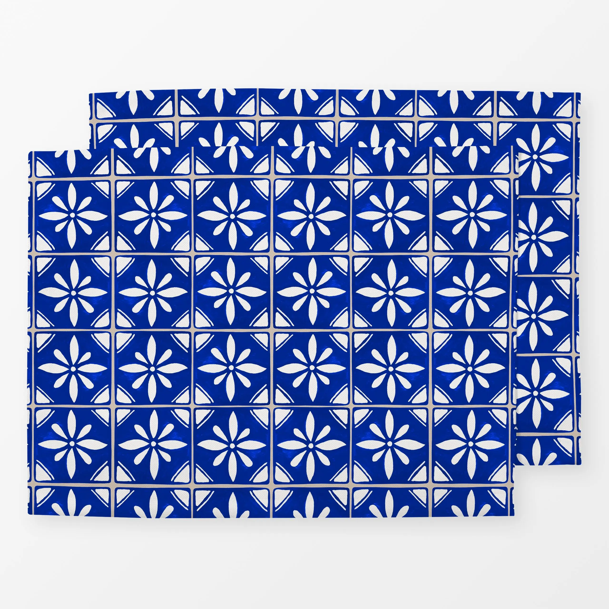 Tischset Azulejo Pattern 6 - Symbole & Muster - von „Karen Menzenbach"; Sommer, Urlaub, floral, mediterran, Blumenmuster, So...