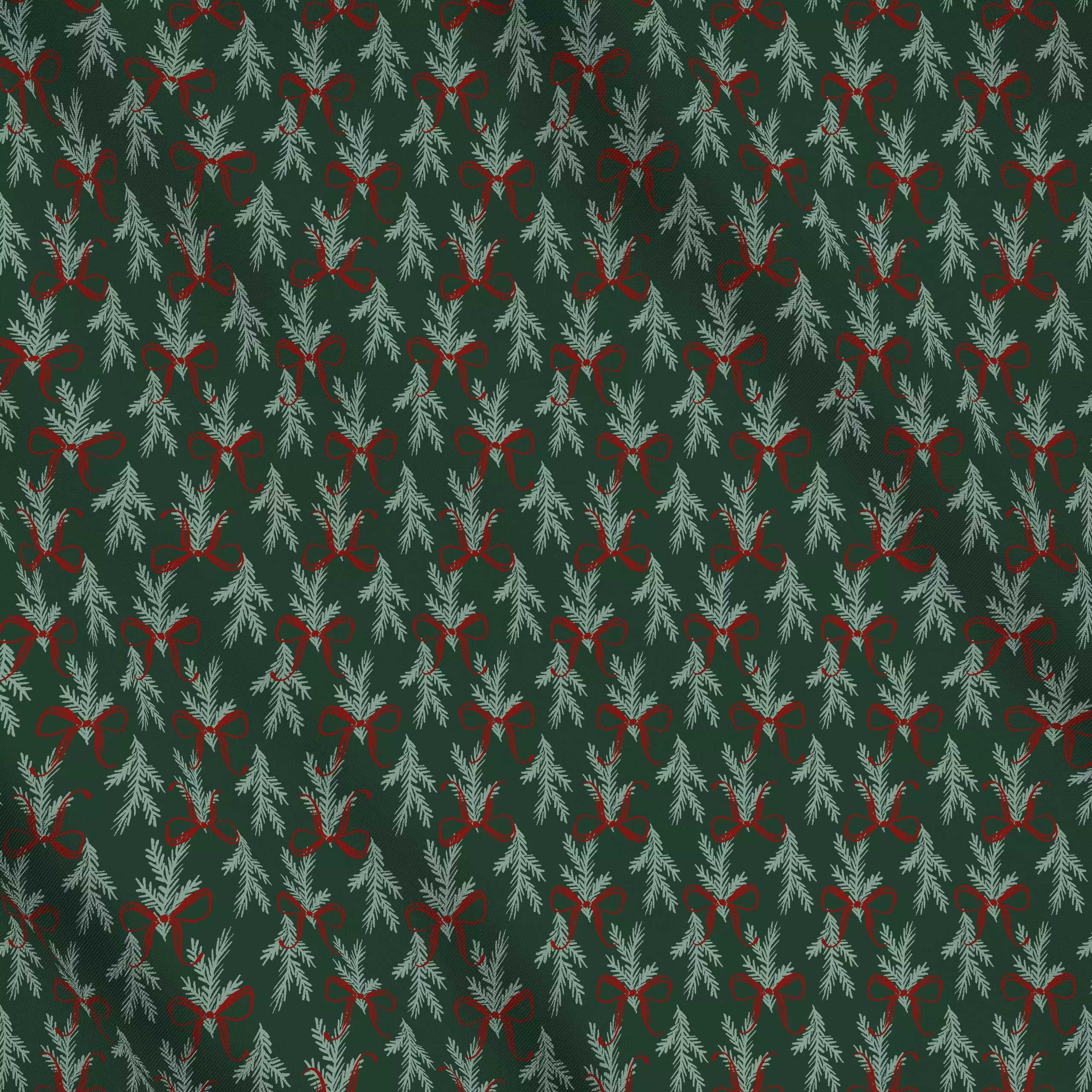 Meterware Tannenzweige Schleife grün - Weihnachten, Winter - von „Katrin Graff"; Tannenbaum, modern, landhaus, schleife, kla...