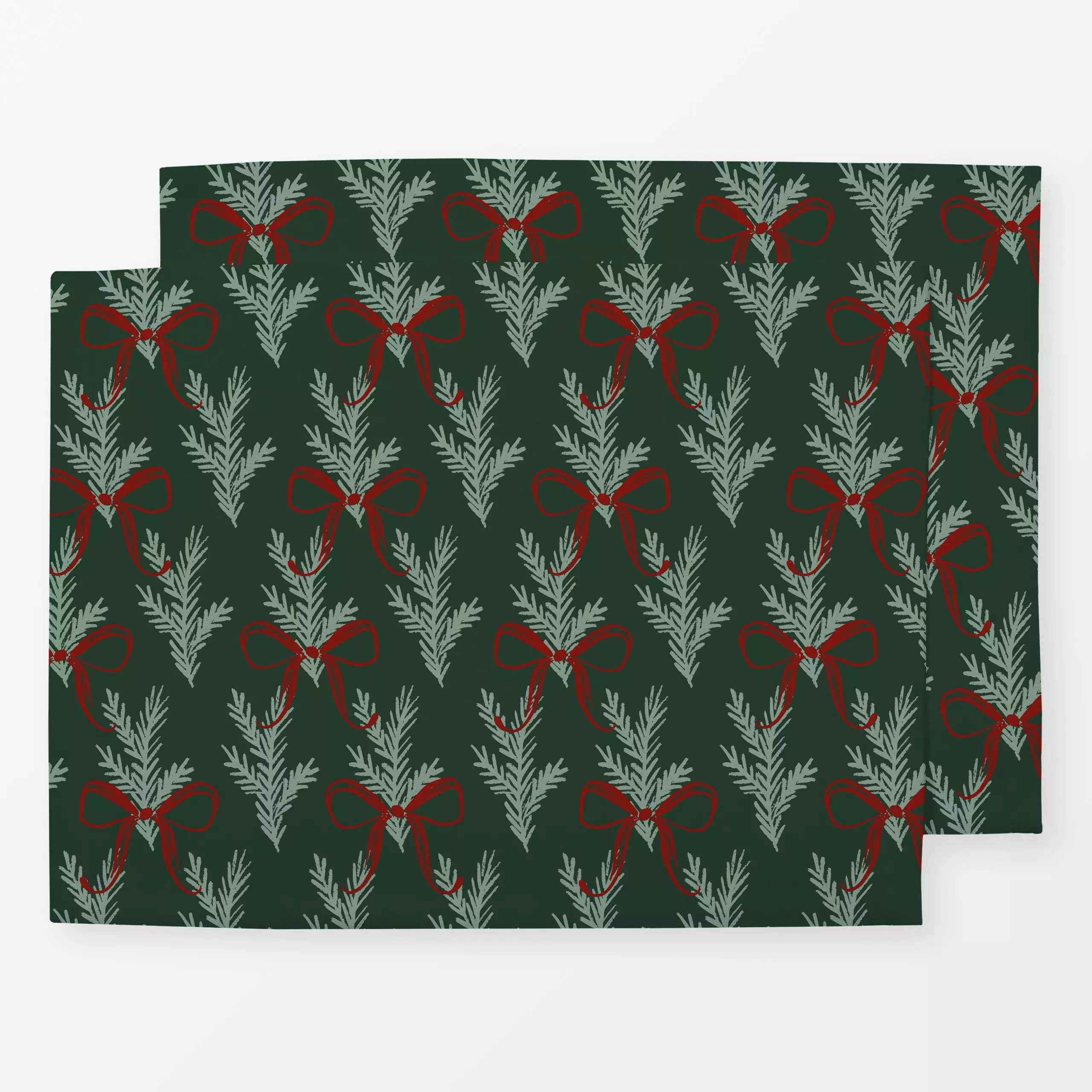 Tischset Tannenzweige Schleife grün - Weihnachten, Winter - von „Katrin Graff"; Tannenbaum, modern, landhaus, schleife, klas...