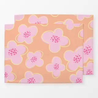 Tischset Blümchen rosa korall