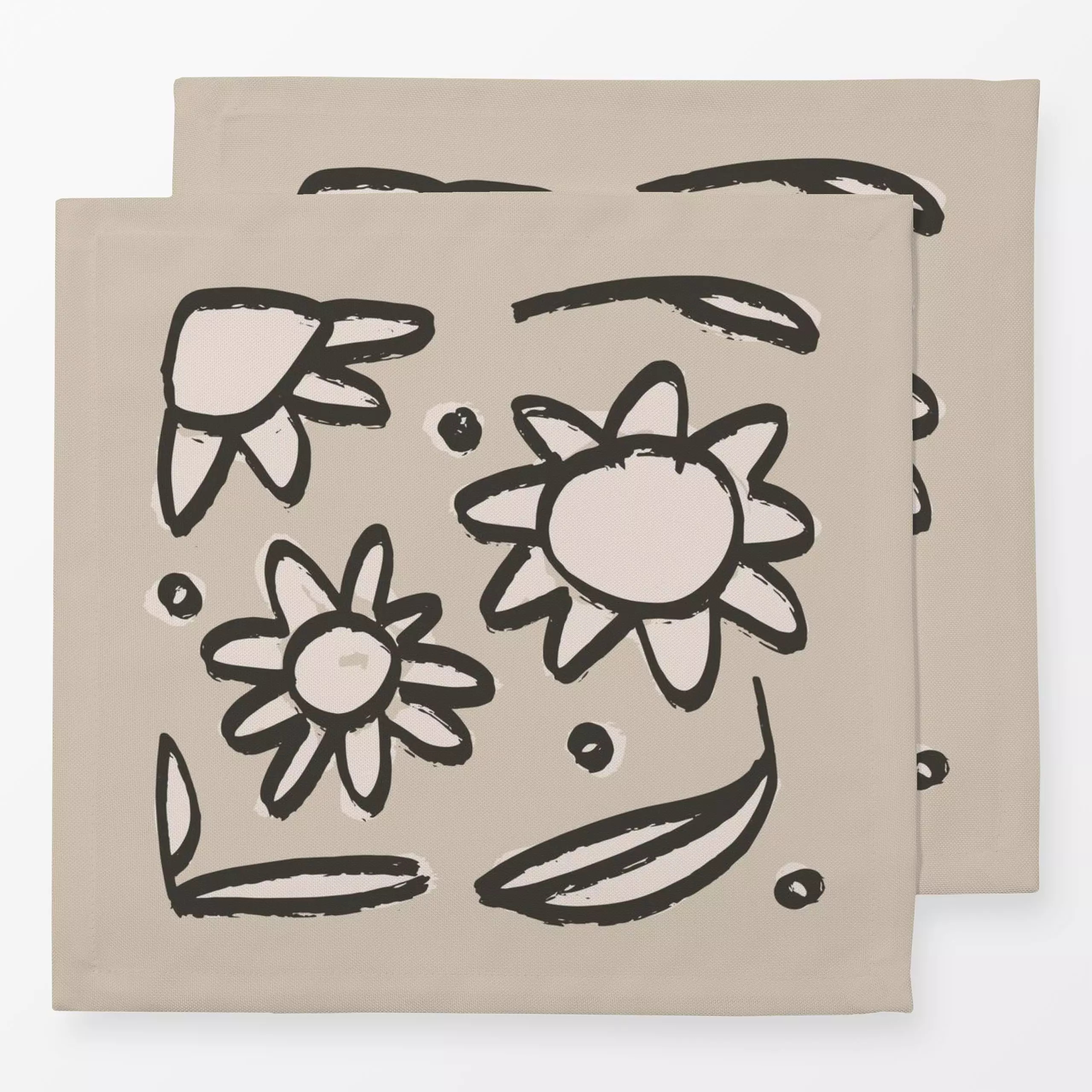 Servietten Flower Quada Beige - Blumen & Florales - von „Kruth Design"; Blumen, Wildblumen, sonnenblumen, Herbst, Herbstdeko...