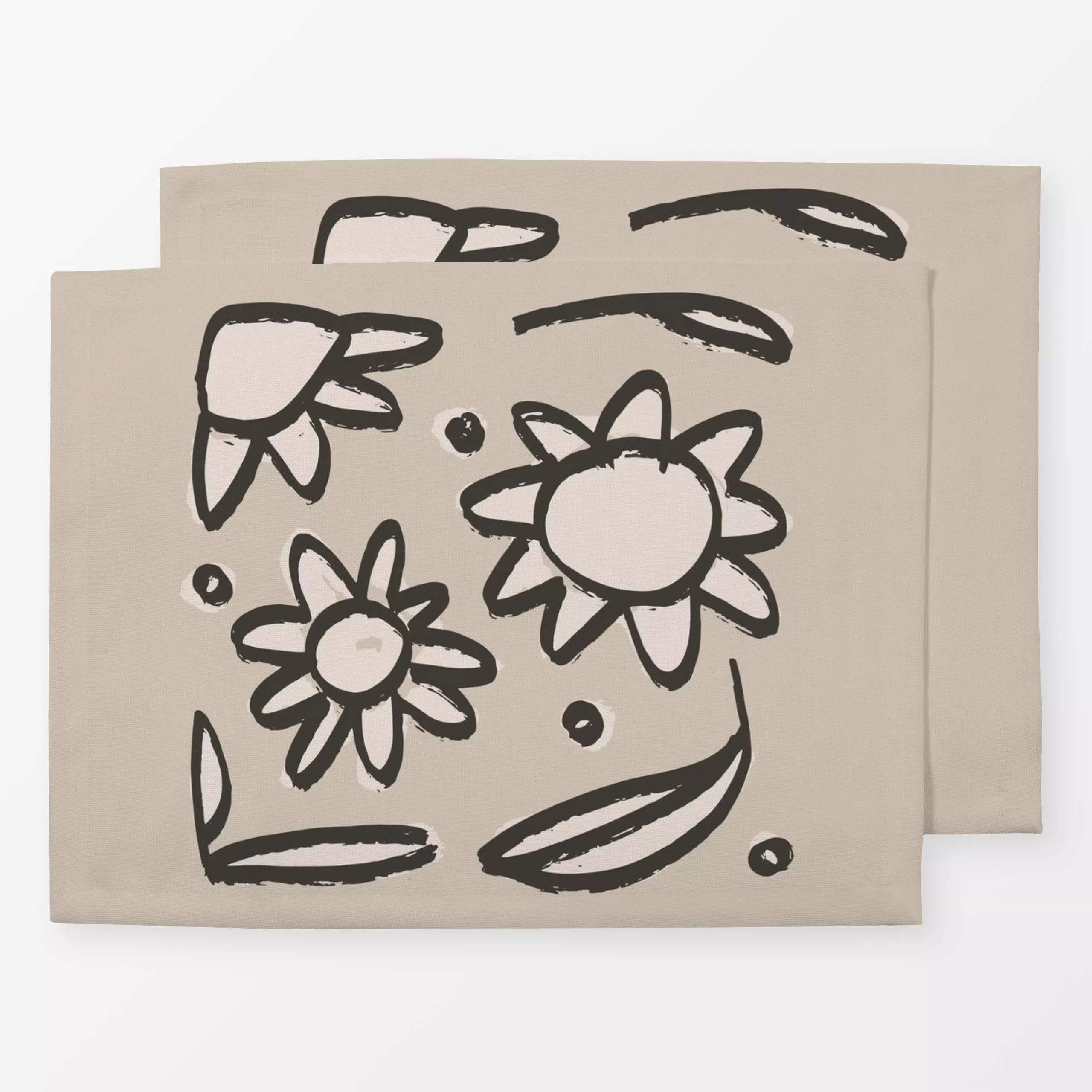 Tischset Flower Quada Beige - Blumen & Florales - von „Kruth Design"; Blumen, Wildblumen, sonnenblumen, Herbst, Herbstdeko, ...