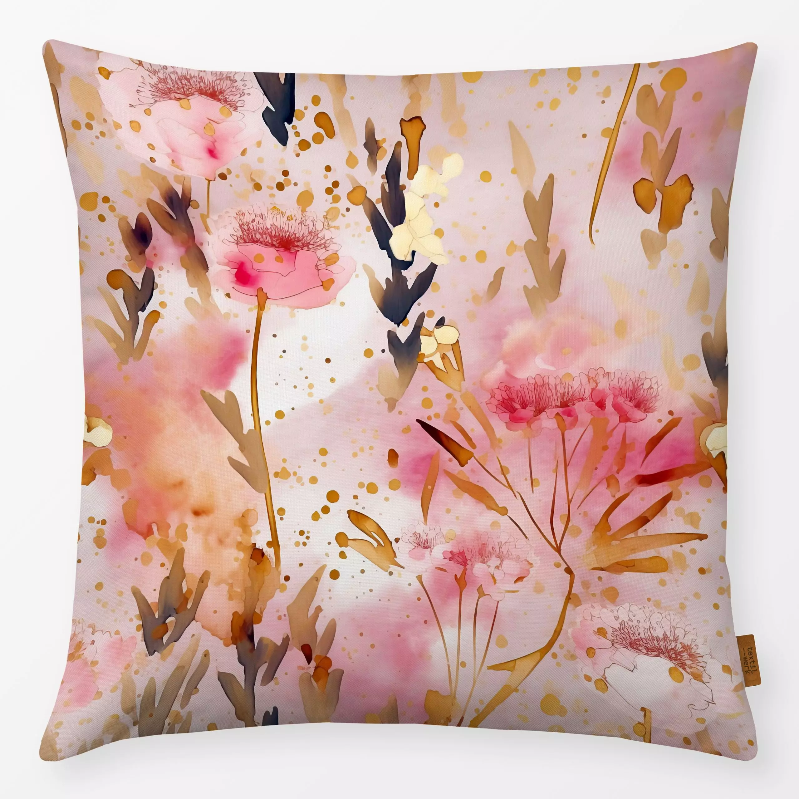 Kissen Goldene Sommer Wiese 2 - Blumen & Florales, Sommer, Pflanzen & Botanik - von „Uta Naumann"; Wasserfarben, Natur, abst...