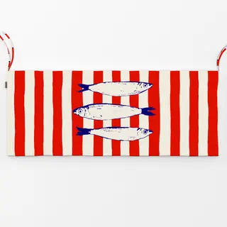 Bankauflage Santorini Fish on Red Stripes