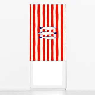 Raffrollo Santorini Fish on Red Stripes