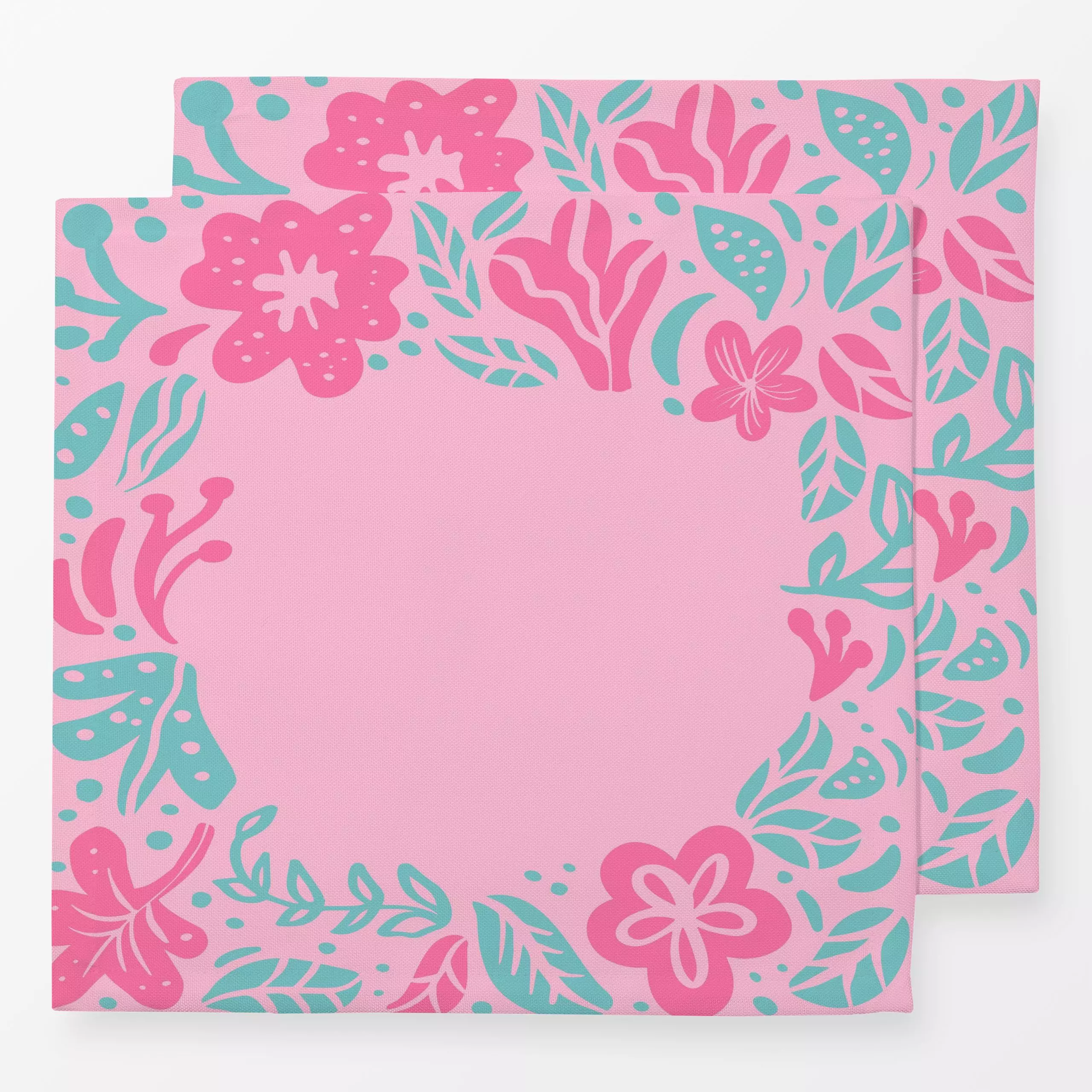 Servietten Pink Summer Flowers - Blumen & Florales, Sommer - von „Andrea Haase"; tropisch, Urlaub, Reisen, Blumenmuster, Som...