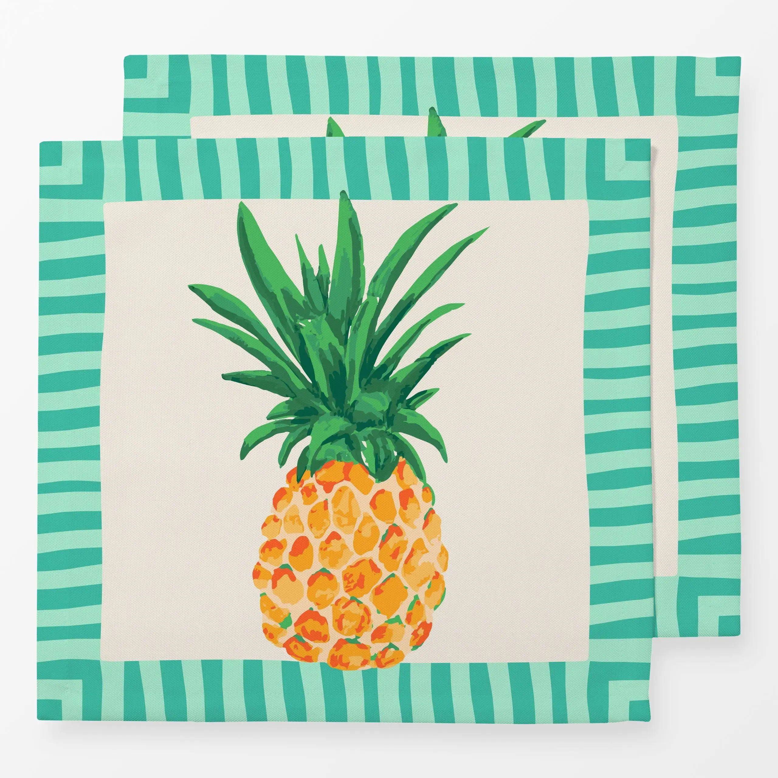 Servietten Tropical Pineapple - Sommer, Früchte, Safari & Dschungel - von „Karen Menzenbach"; Obst, Streifen, Ananas, Sommer...