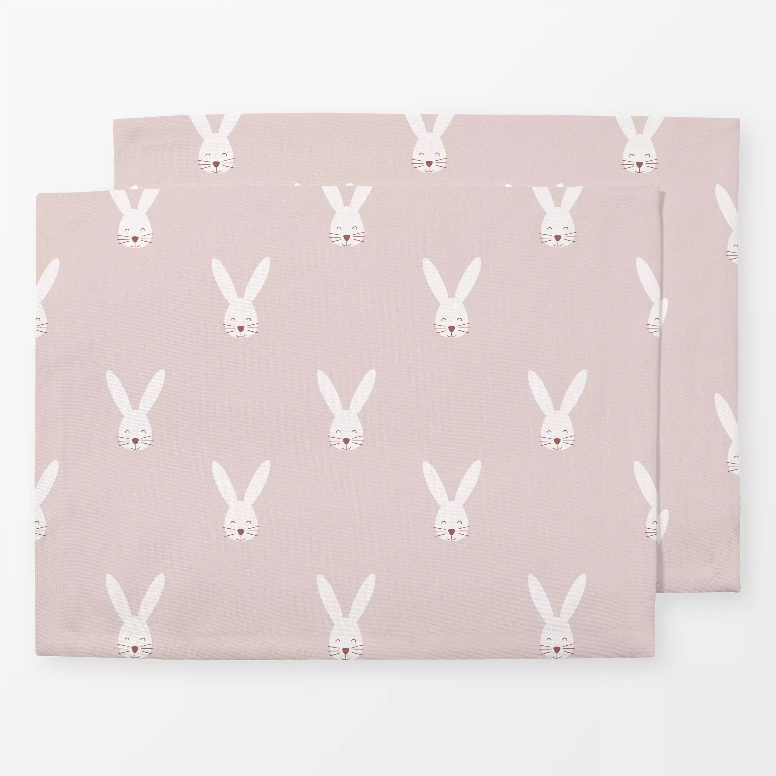 Tischset Happy Bunny rosa - Frühling, Kinderzimmer & Motive für Kinder - von „Kathrin Woo"; Muster, minimal, Kinder, rosa, H...