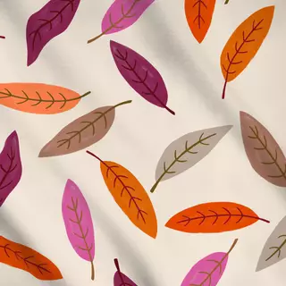 Meterware Herbstblätter pink orange