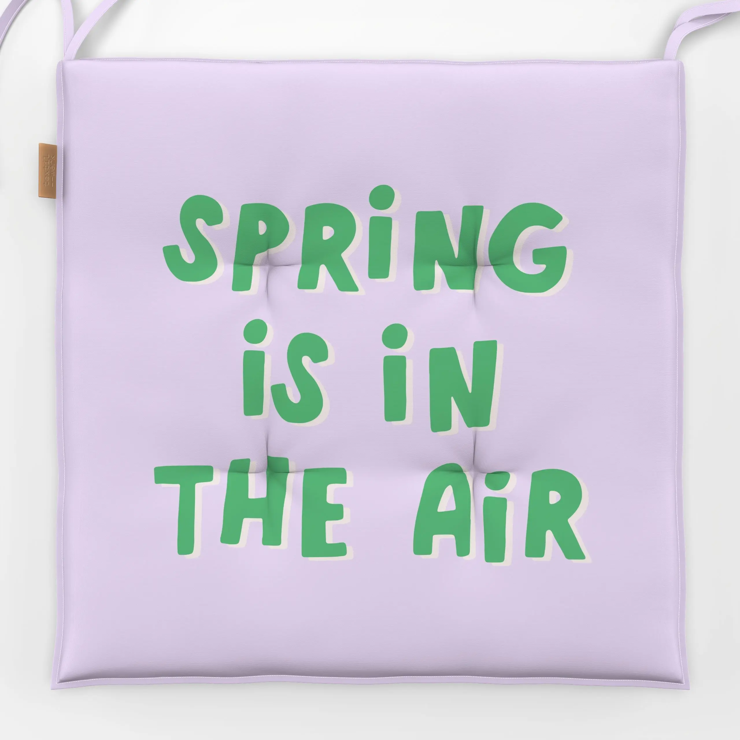 Sitzkissen Spring is in The Air Lila - Frühling, Sprüche & Schriftzüge, Ostern - von „Maren Gross "; Geschenk, happyplace, F...