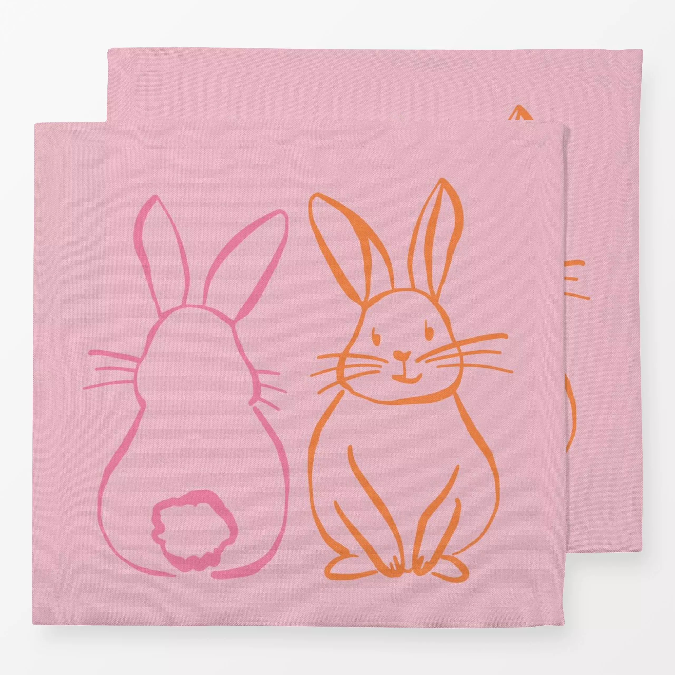 Servietten Happy Bunnys pink - Frühling, Tiere, Anlässe, Ostern - von „Kruth Design"; Hase, Ostern, Osterhase, bunt, Gartend...
