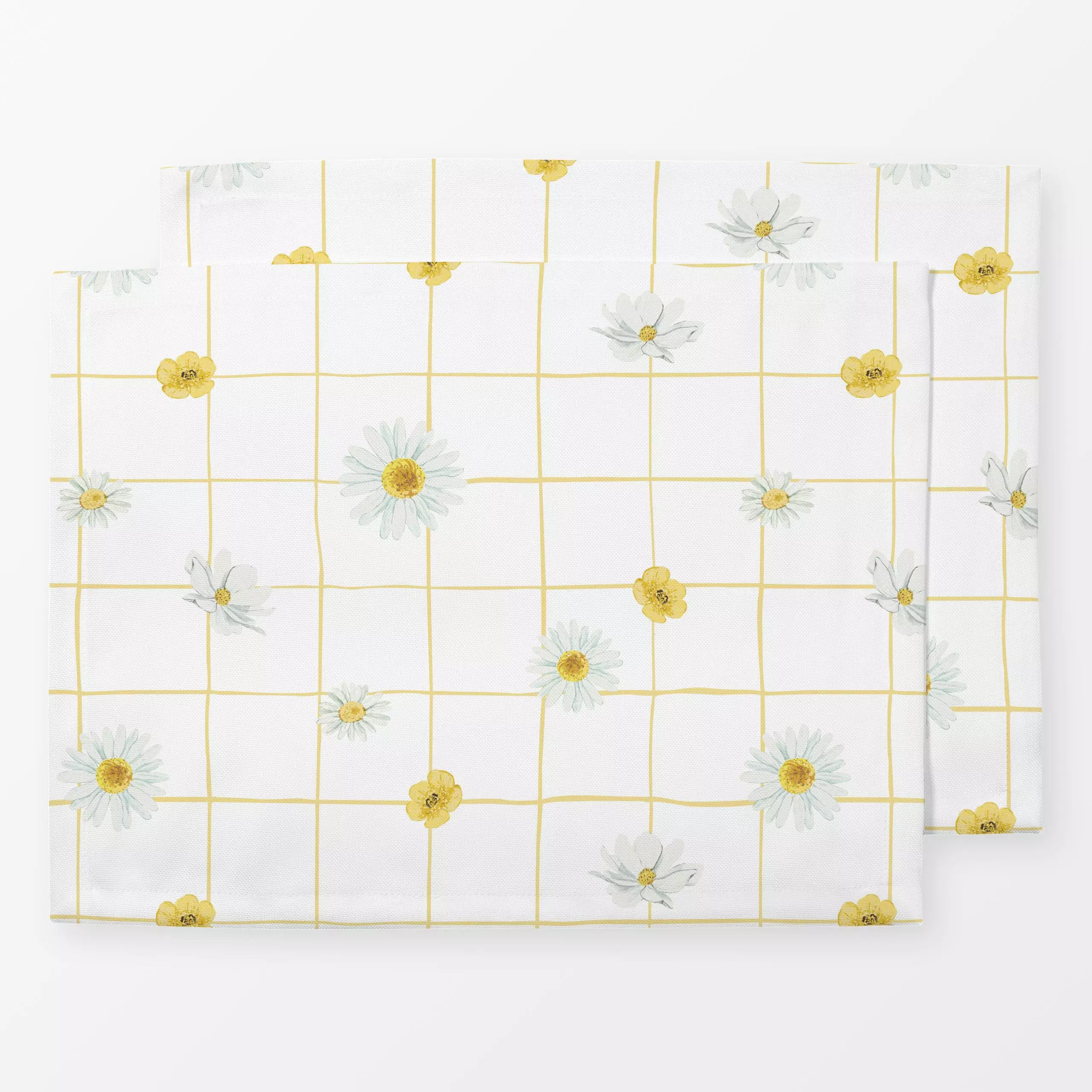Tischset Wiesenblumen kariert - Blumen & Florales, Sommer, Symbole & Muster - von „Katrin Graff"; Garten, Cosmea, landhaus, ...