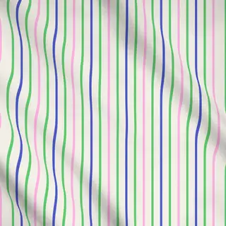 Meterware Streifen blau-grün-rosa