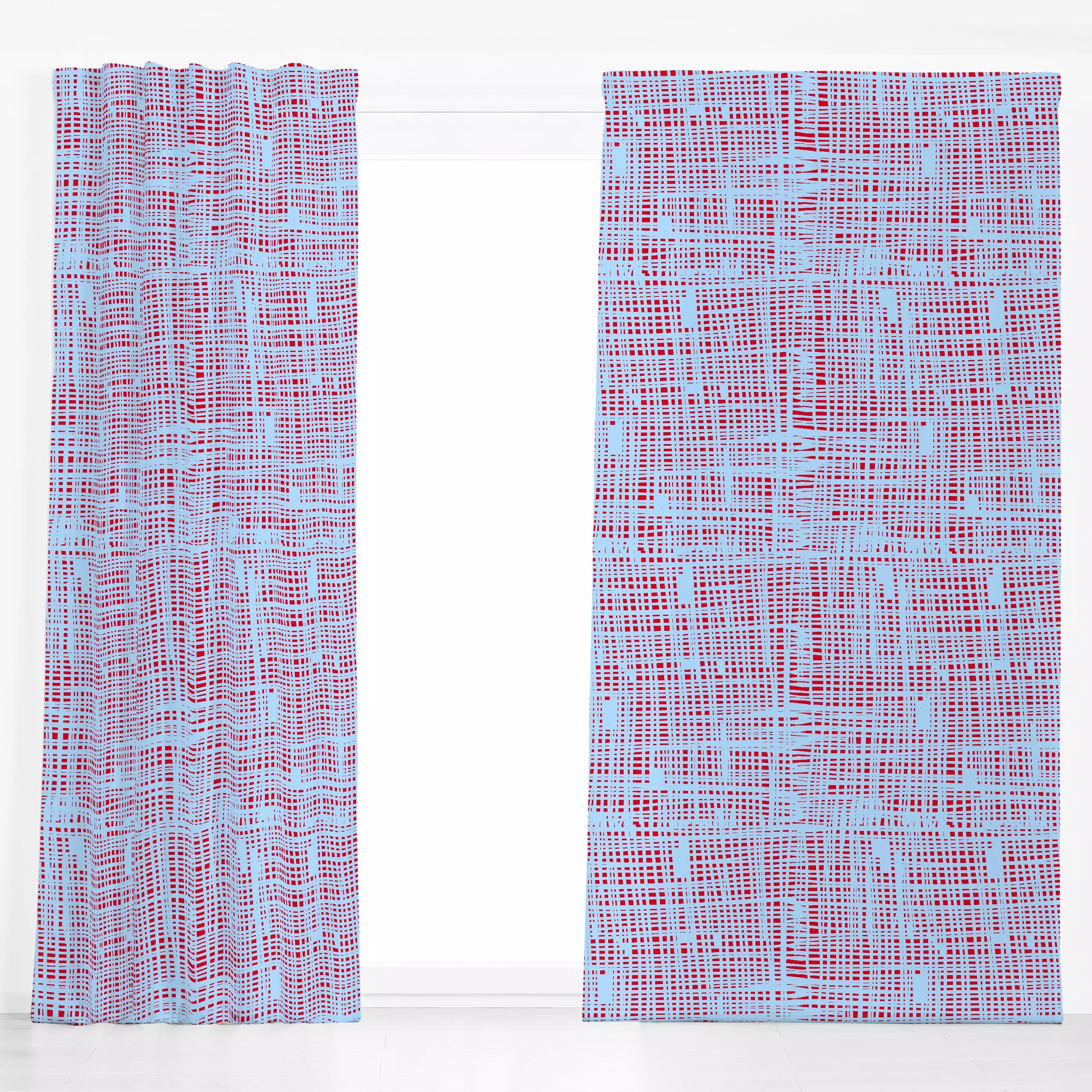 Dekovorhang Organische Streifen NO3 blau - Symbole & Muster - von „Ursula Tücks"; Streifen, Kissen, Astrakt, rot, hellblau, ...