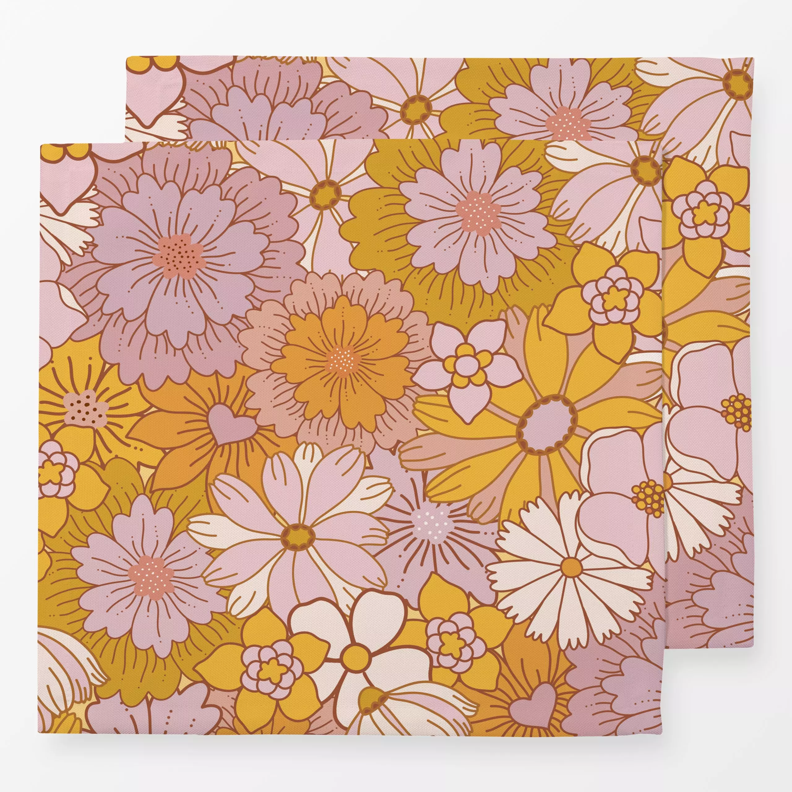 Servietten Retro Sommer Blumen 1 - Blumen & Florales, Sommer, Pflanzen & Botanik - von „Uta Naumann"; boho, Blumen, Retro, S...