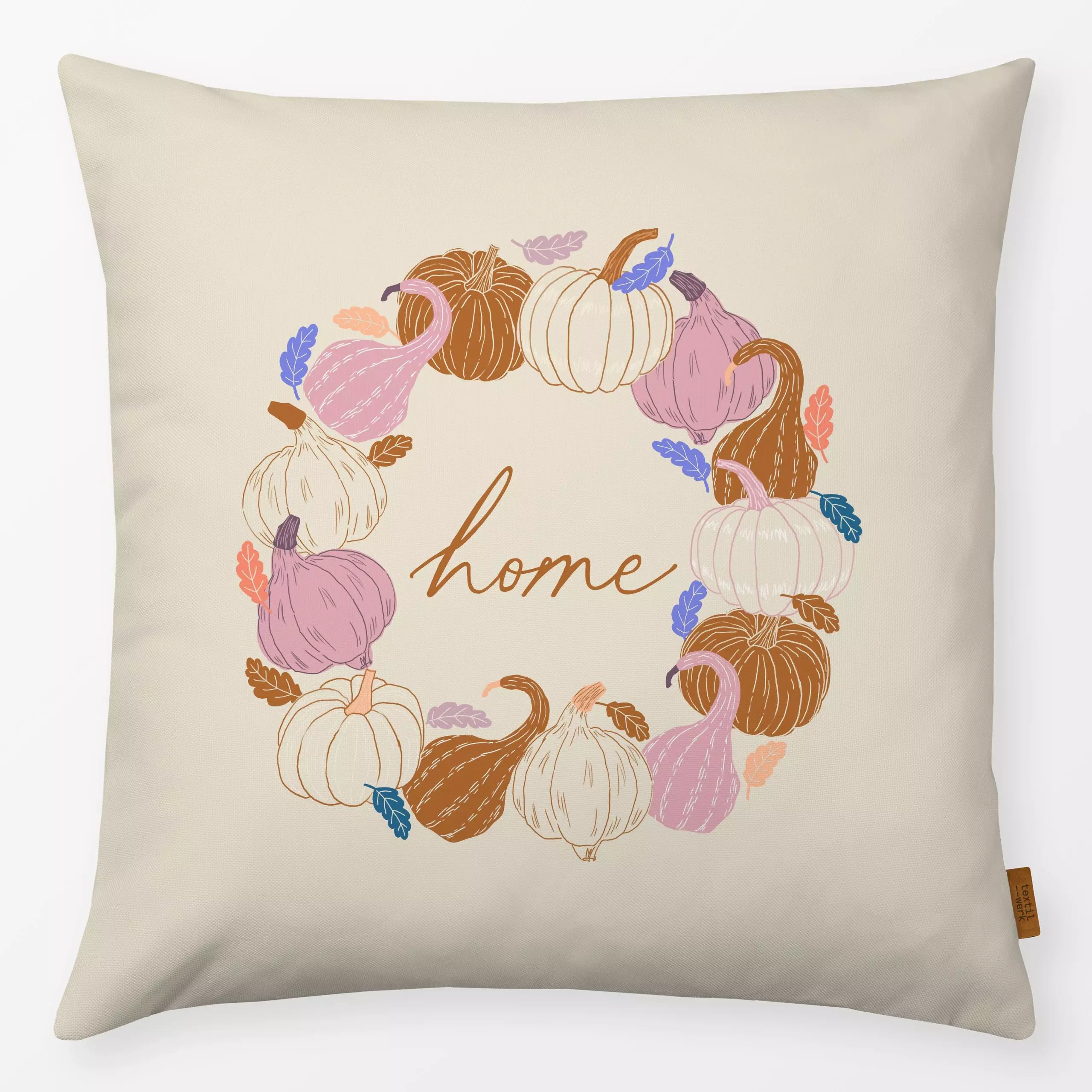 Kissen Herbstzeit Kranz Home - Herbst, Sprüche & Schriftzüge, Küche, Essen & Trinken - von „youdesignme"; boho, Home, kranz,...