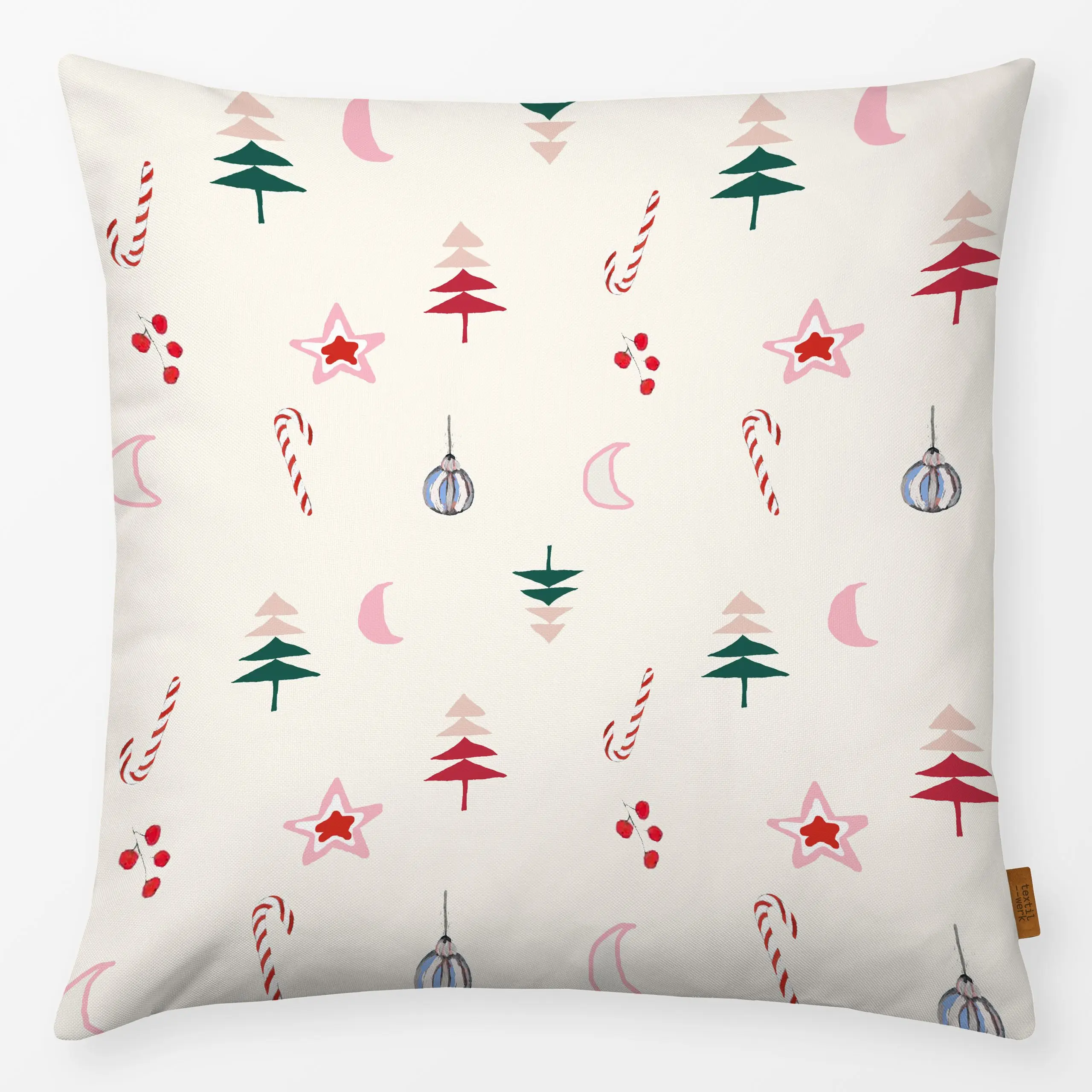 Kissen Happy Cozy Christmas - Weihnachten, Winter, Symbole & Muster - von „Miriam Dück"; Illustration, Hygge, Merry Christma...