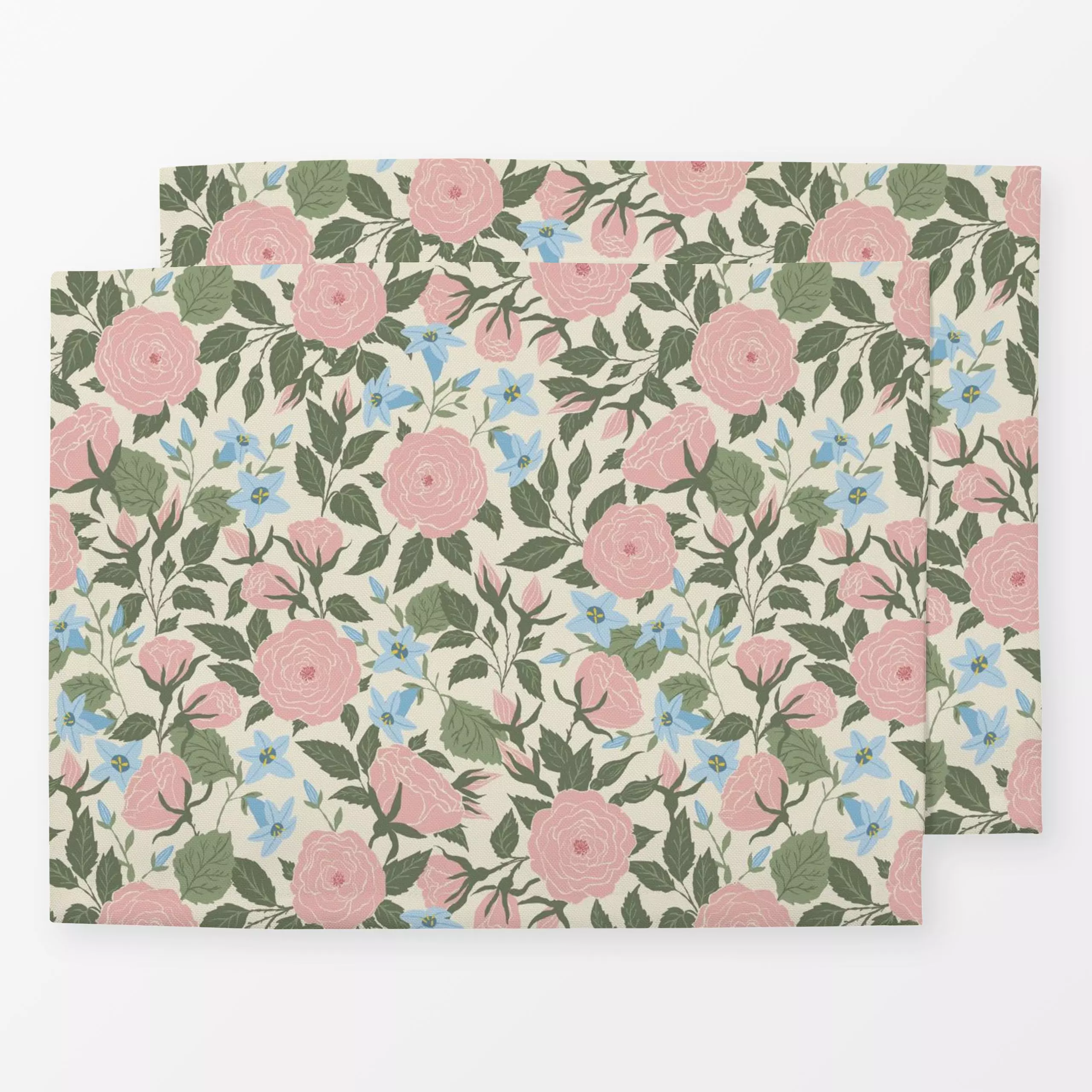 Tischset Romance Flowers Allover - Blumen & Florales, Symbole & Muster, Pflanzen & Botanik - von „DEINKI"; Rosen, Pfingstros...