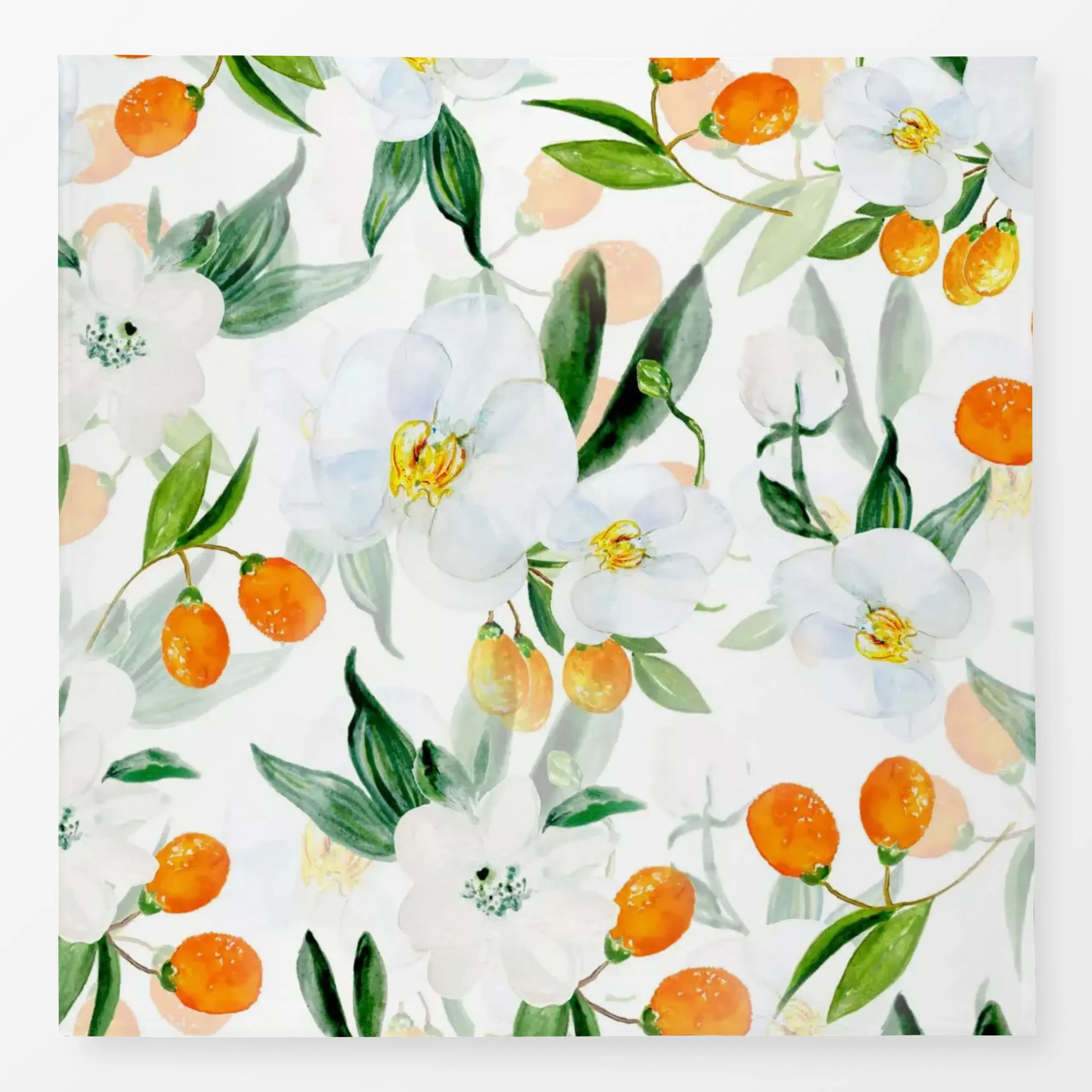 Tischdecke Kumquat Früchte und Blüten - Blumen & Florales, Sommer - von „Uta Naumann"; Frucht, Obst, Wasserfarben, Blumen, B...