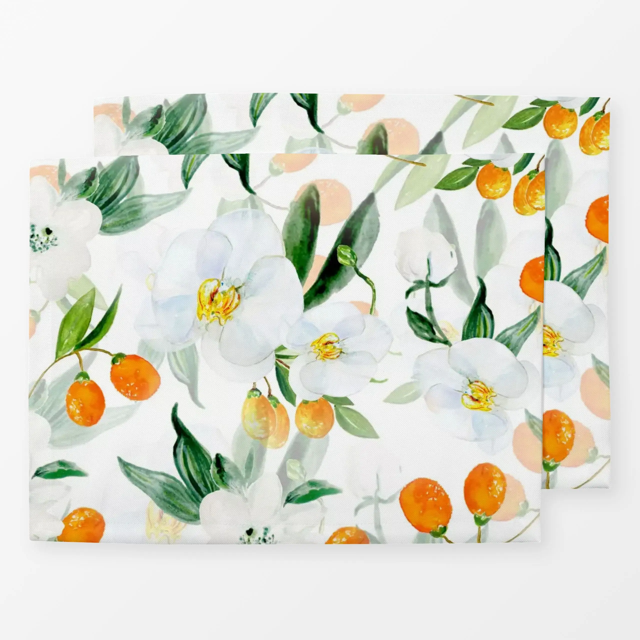 Tischset Kumquat Früchte und Blüten - Blumen & Florales, Sommer - von „Uta Naumann"; Frucht, Obst, Wasserfarben, Blumen, Blü...