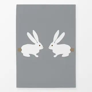 Geschirrtücher Zwei Osterhasen Weiß Hellgrau