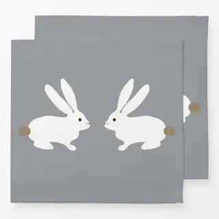 Servietten Zwei Osterhasen Weiß Hellgrau