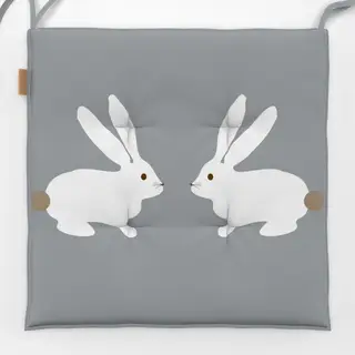 Sitzkissen Zwei Osterhasen Weiß Hellgrau