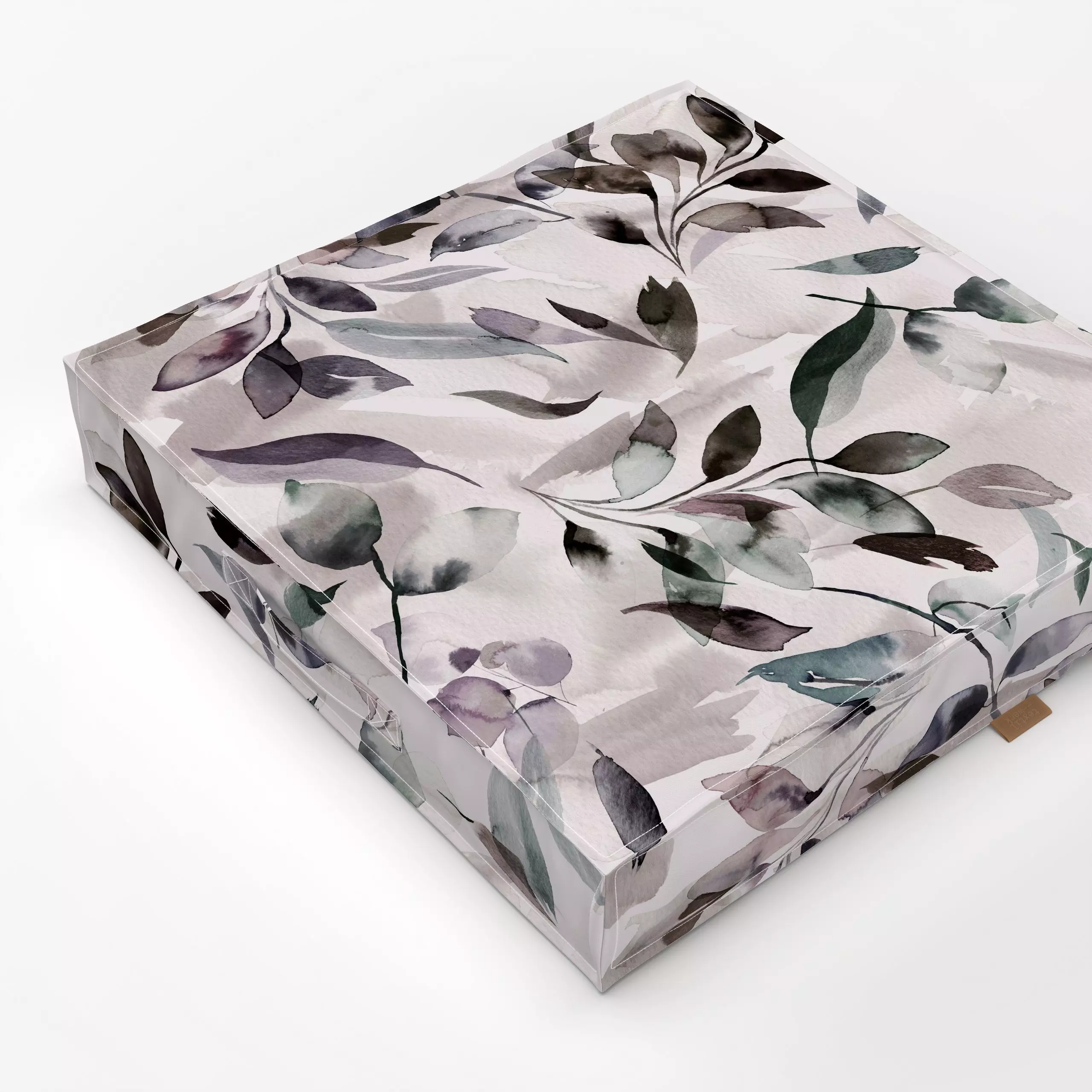 Bodenkissen Watery Leaves Organic Rustic - Frühling, Symbole & Muster, Pflanzen & Botanik - von „Ninola Design "; Aquarell, ...