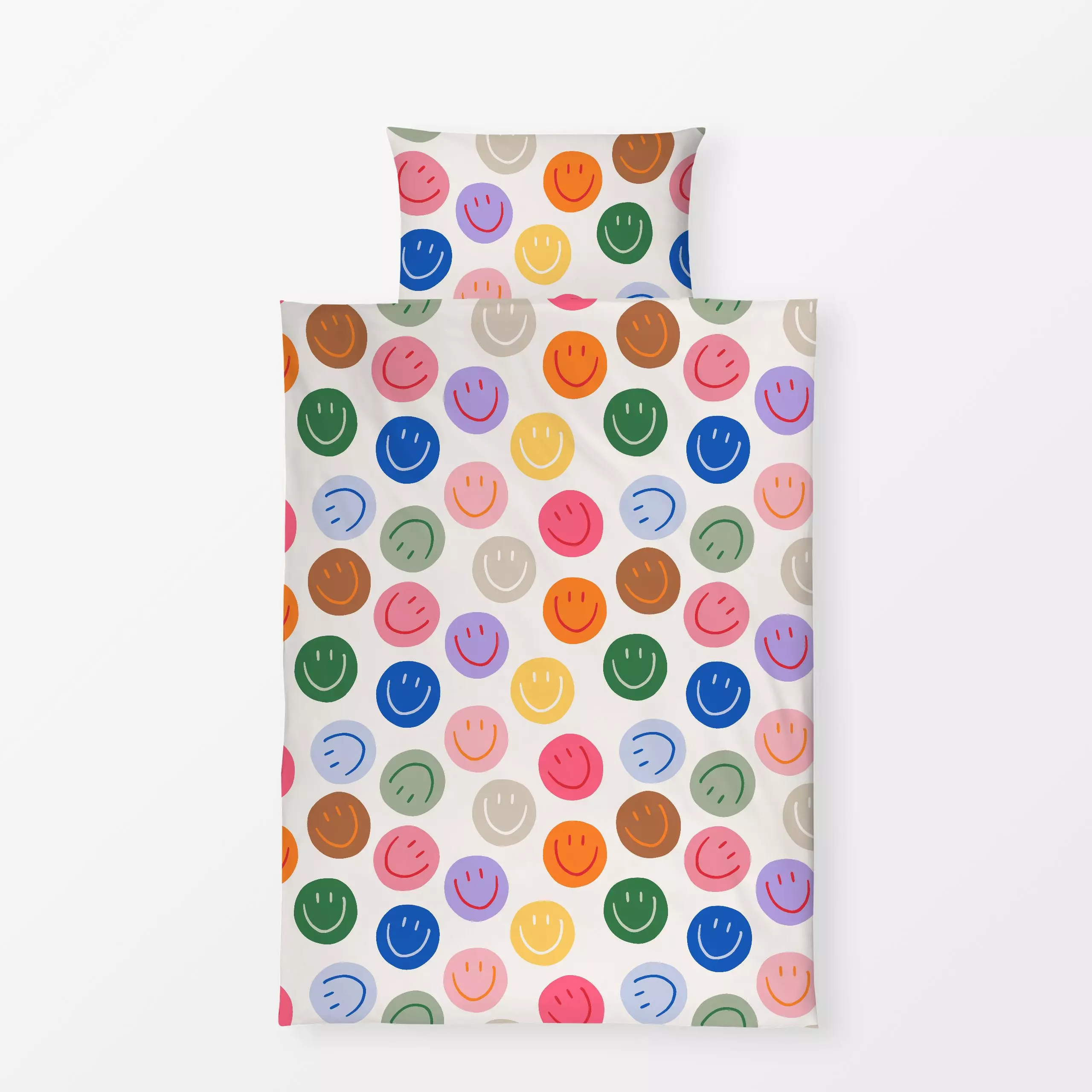 Bettwäsche Smile Allover bunt - Symbole & Muster - von „Kruth Design"; bunt, geschenkidee, outdoor, Smiley, kruthdesign, out...