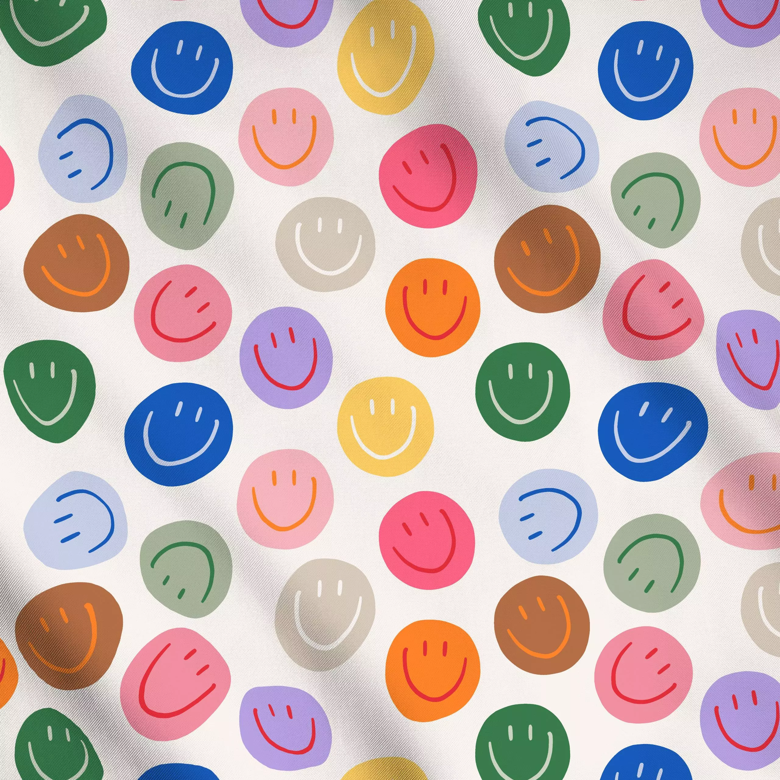 Meterware Smile Allover buntSmiley, Sommer, von Kruth Design