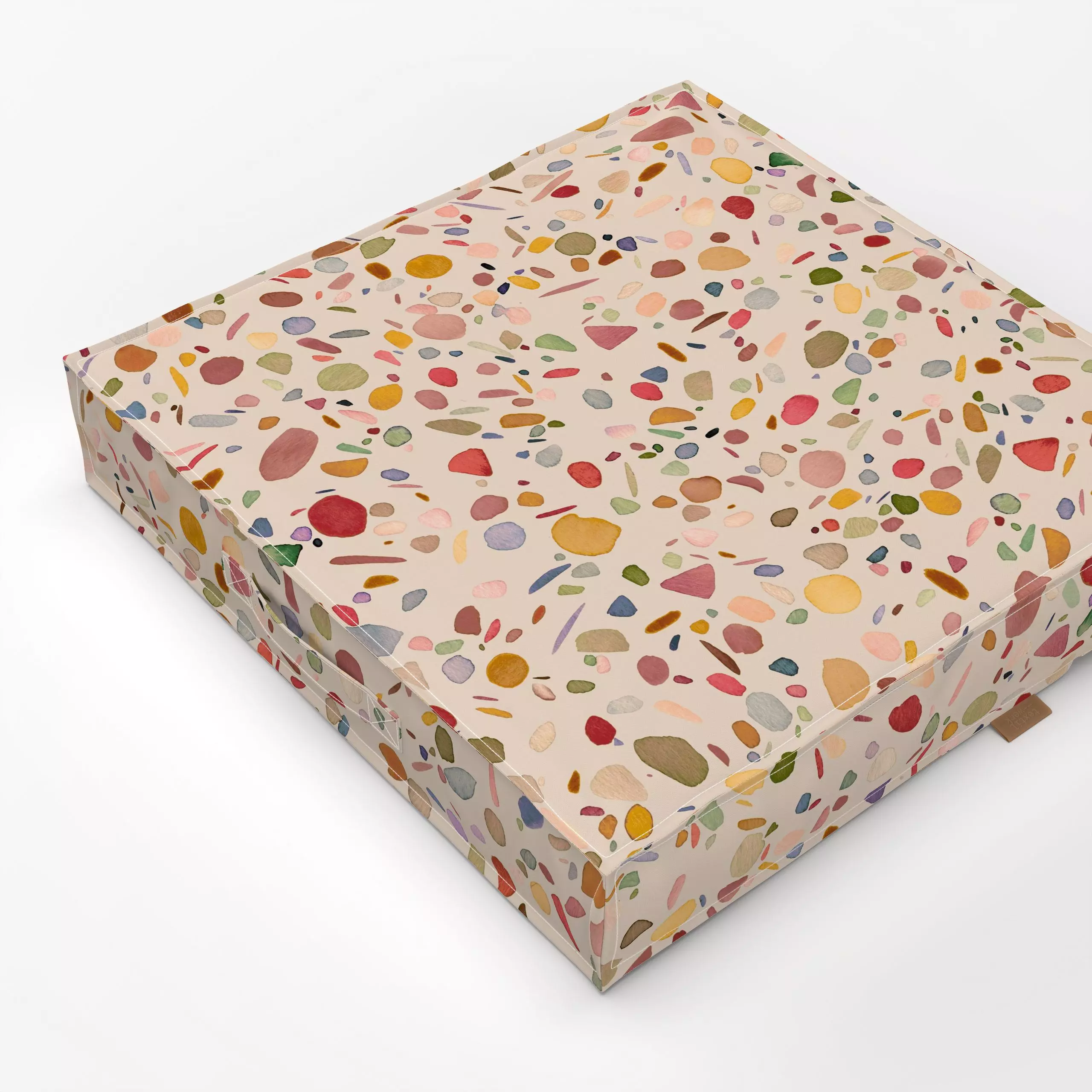 Bodenkissen Abstrakt Terrazzo Herbst Beige - Herbst, Symbole & Muster, Retro & Vintage - von „Ninola Design "; Punkte, Abstr...