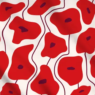Meterware Poppy Pattern Red