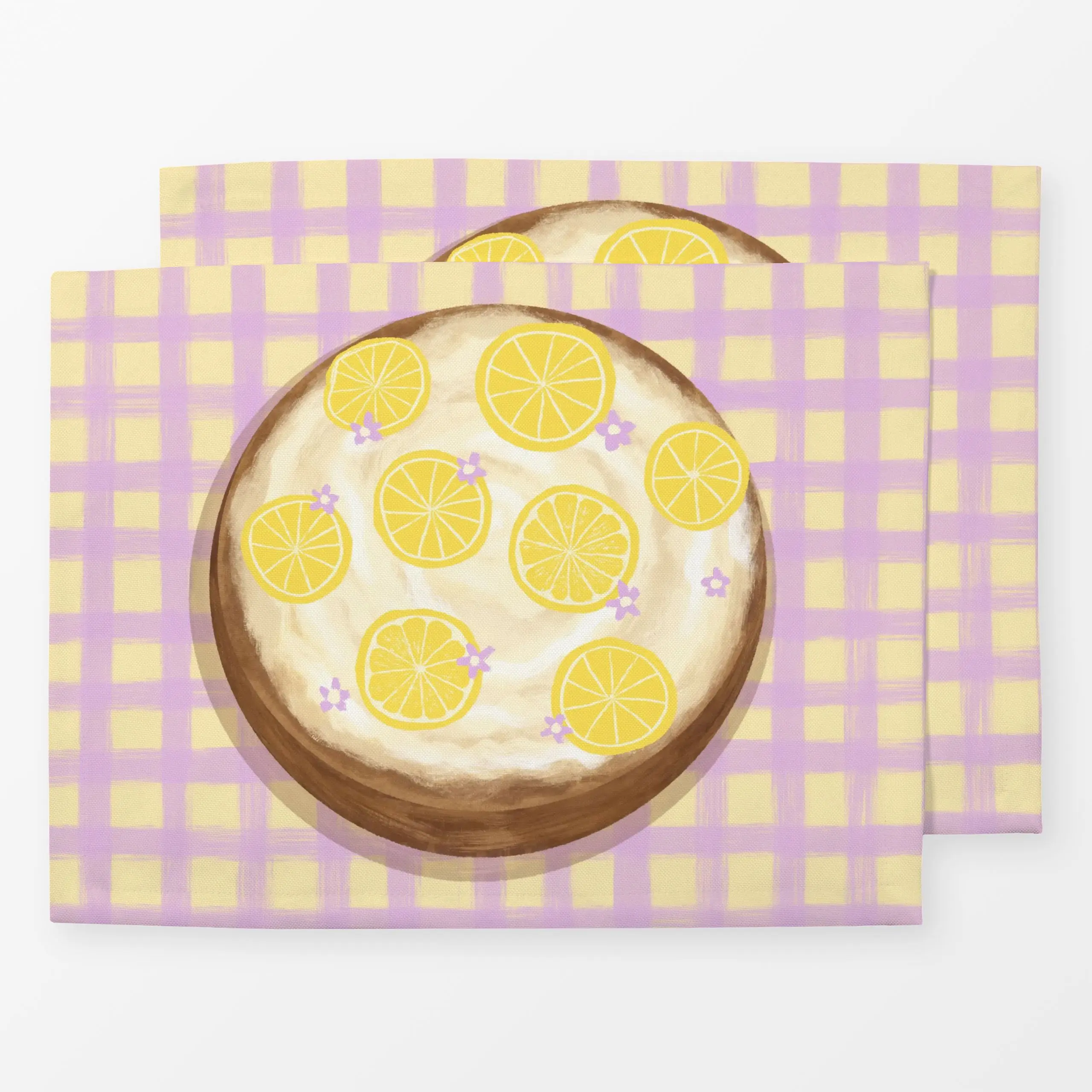 Tischset Zitronenkuchen Karomuster - Frühling, Symbole & Muster, Küche, Essen & Trinken - von „Studio Dolci"; Frucht, Blumen...