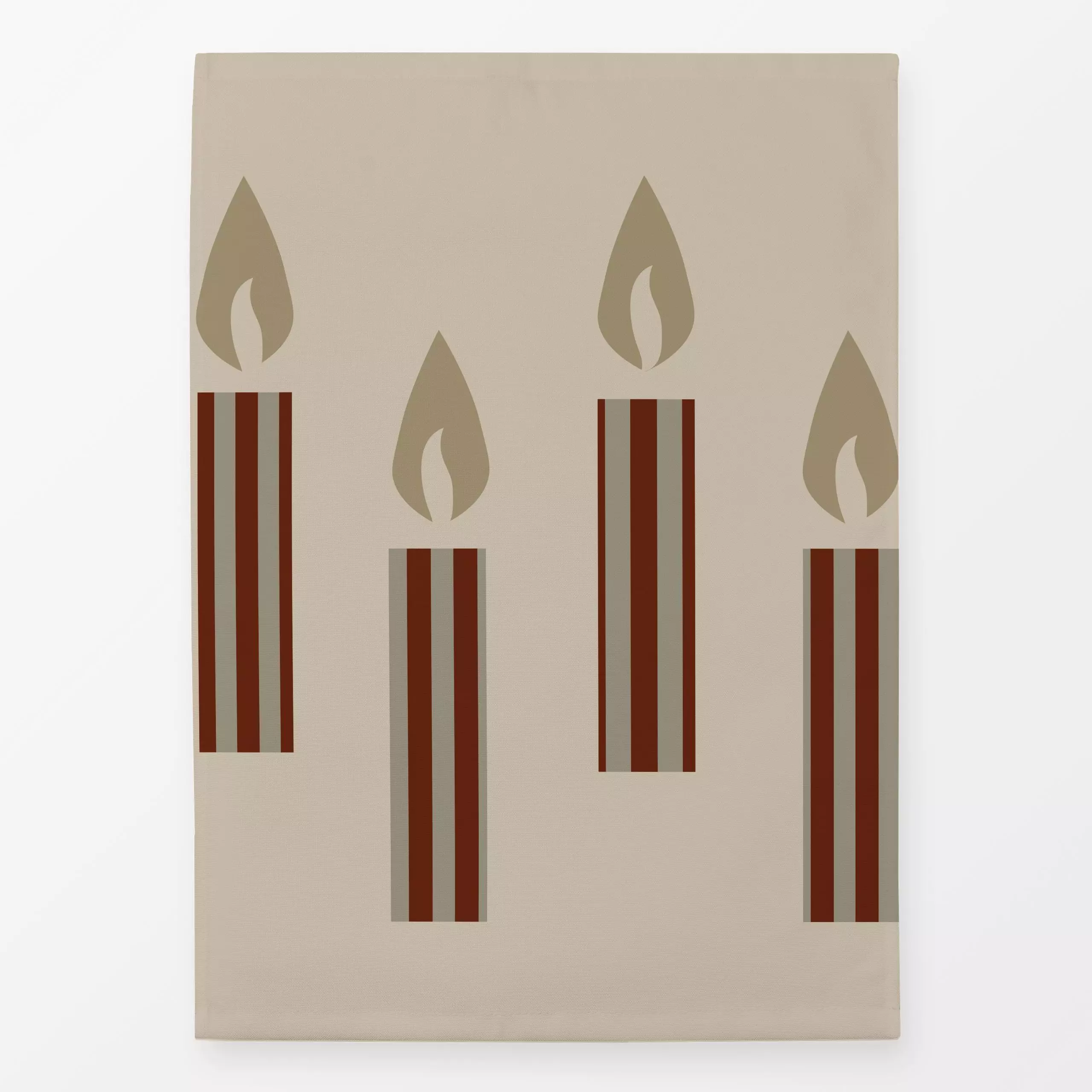 Geschirrtücher Weihnachtskerzen Rot Beige - Weihnachten, Winter - von „Alisa Knöß"; Streifen, skandinavisch, beige, Nordic, ...