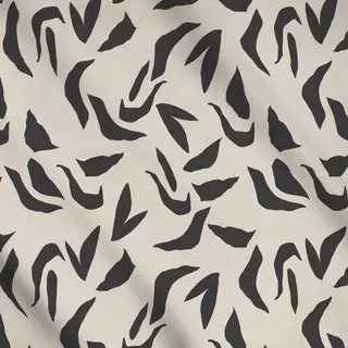 Meterware floating leaves black-beige
