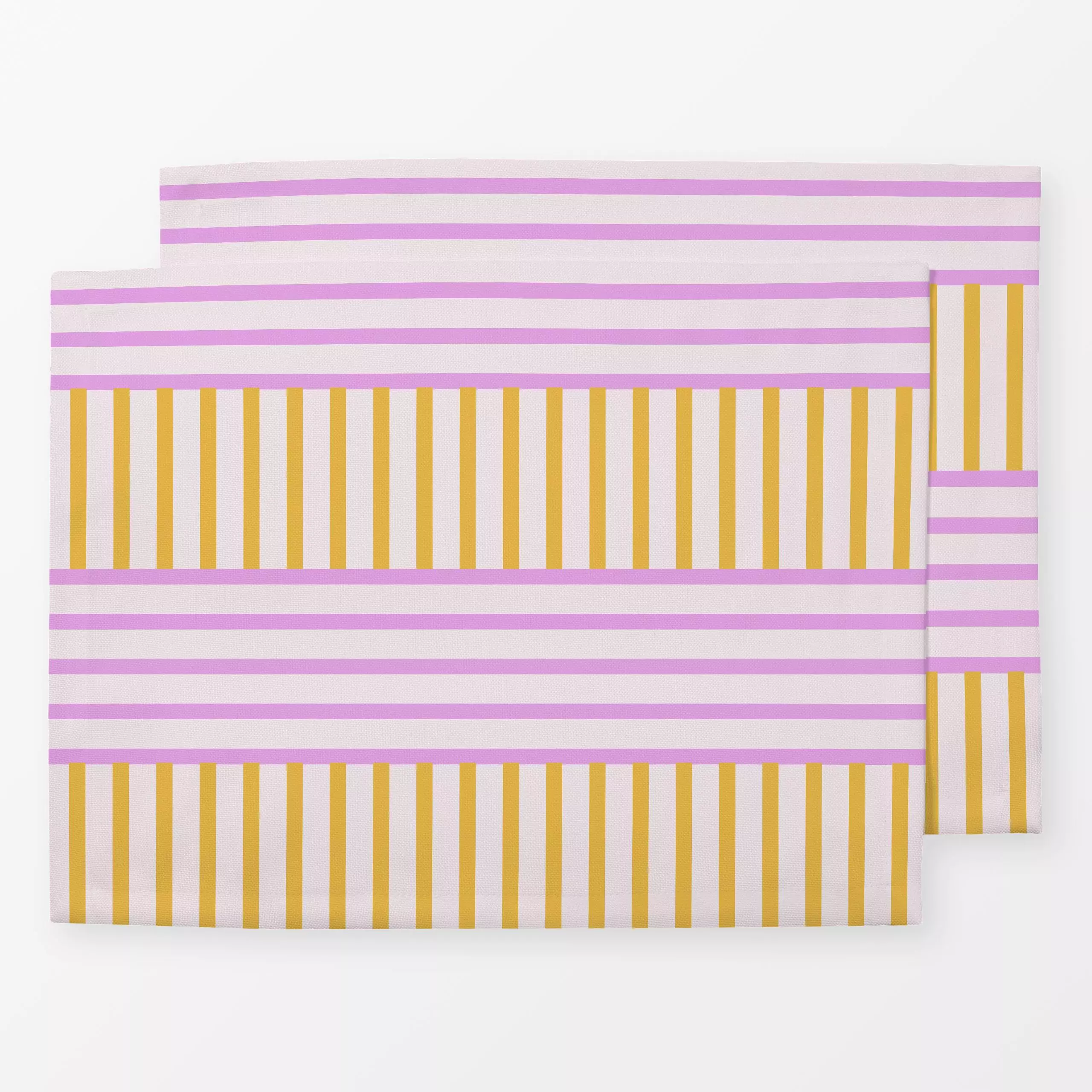 Tischset pink yellow stripes, gemustert, Sommer, von Patries Elisabeth