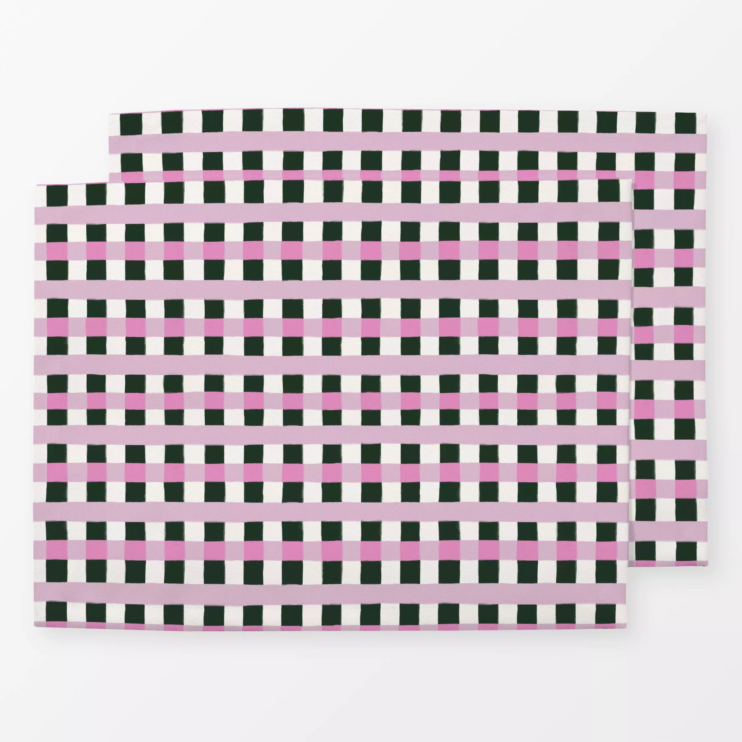 Tischset Buntes Karo Rosa Grün - Weihnachten, Symbole & Muster - von „Sophie Augustin Illustration"; Muster, Weihnachten, Ka...