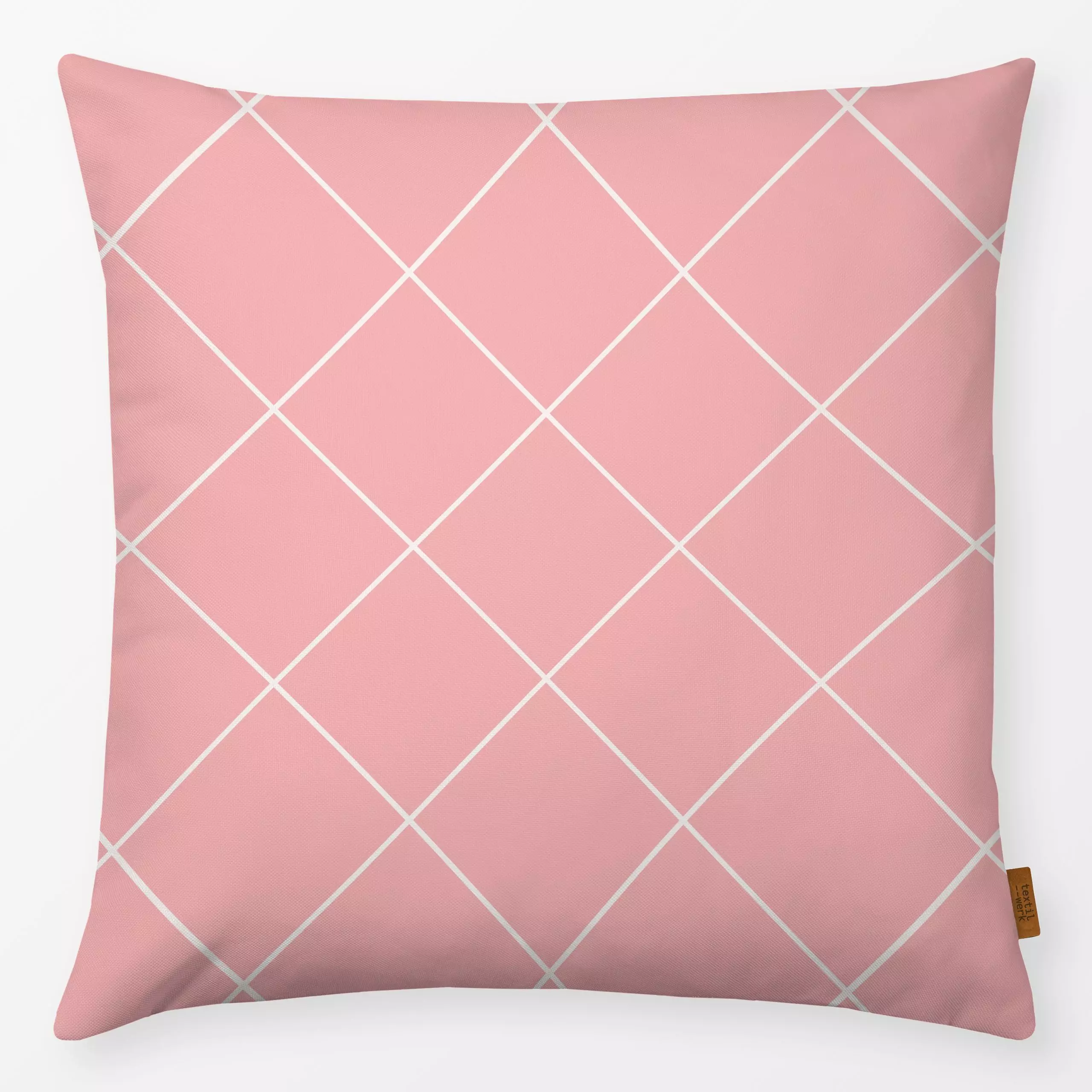 Kissen Karos Beige Rosa Wendekissen - Frühling, Symbole & Muster - von „Kathrin Woo"; minimal, modern, grid, Karo, pink, Kar...