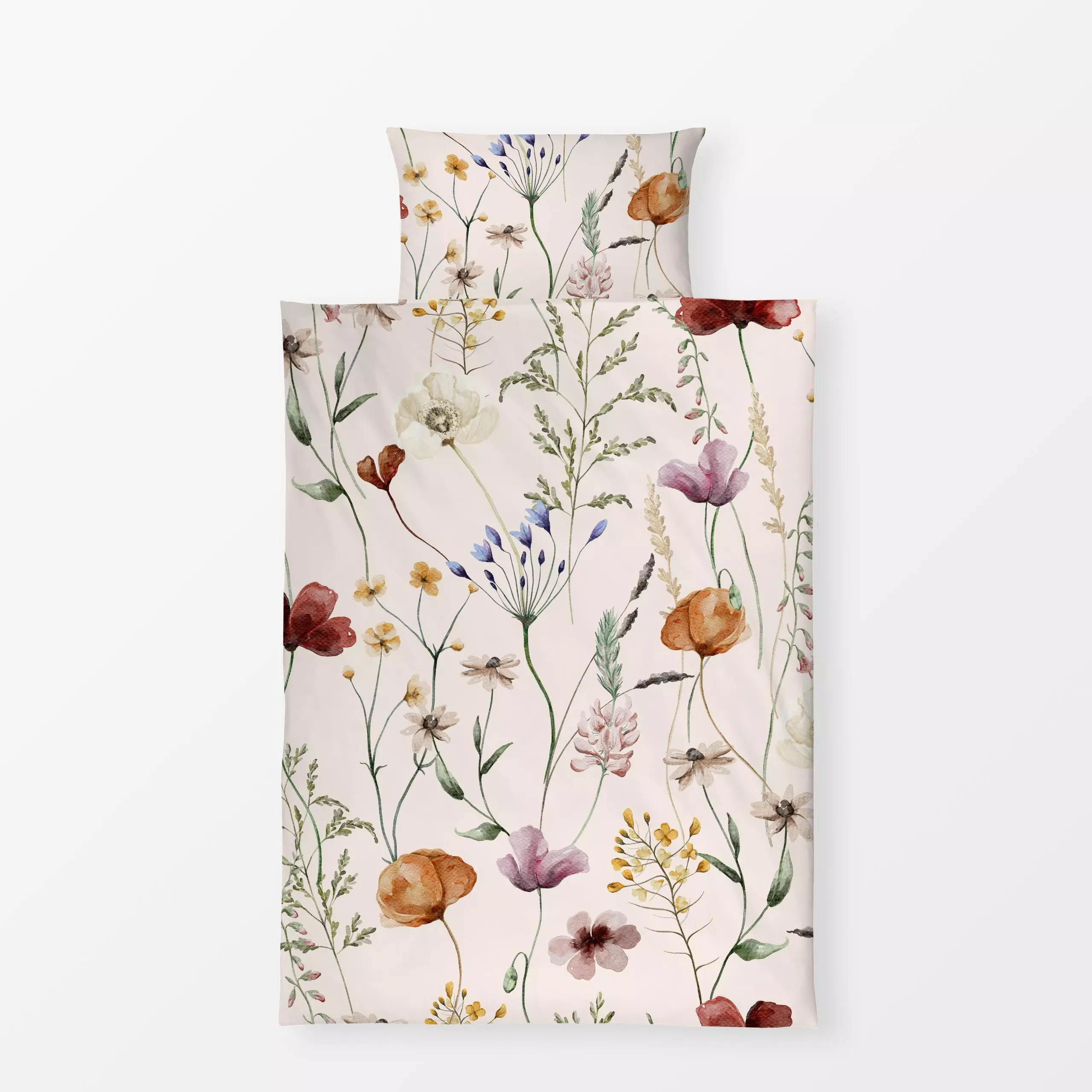Bettwäsche Blumen Wiese Blush - Blumen & Florales, Pflanzen & Botanik - von „Uta Naumann"; Wasserfarben, skandinavisch, Blum...