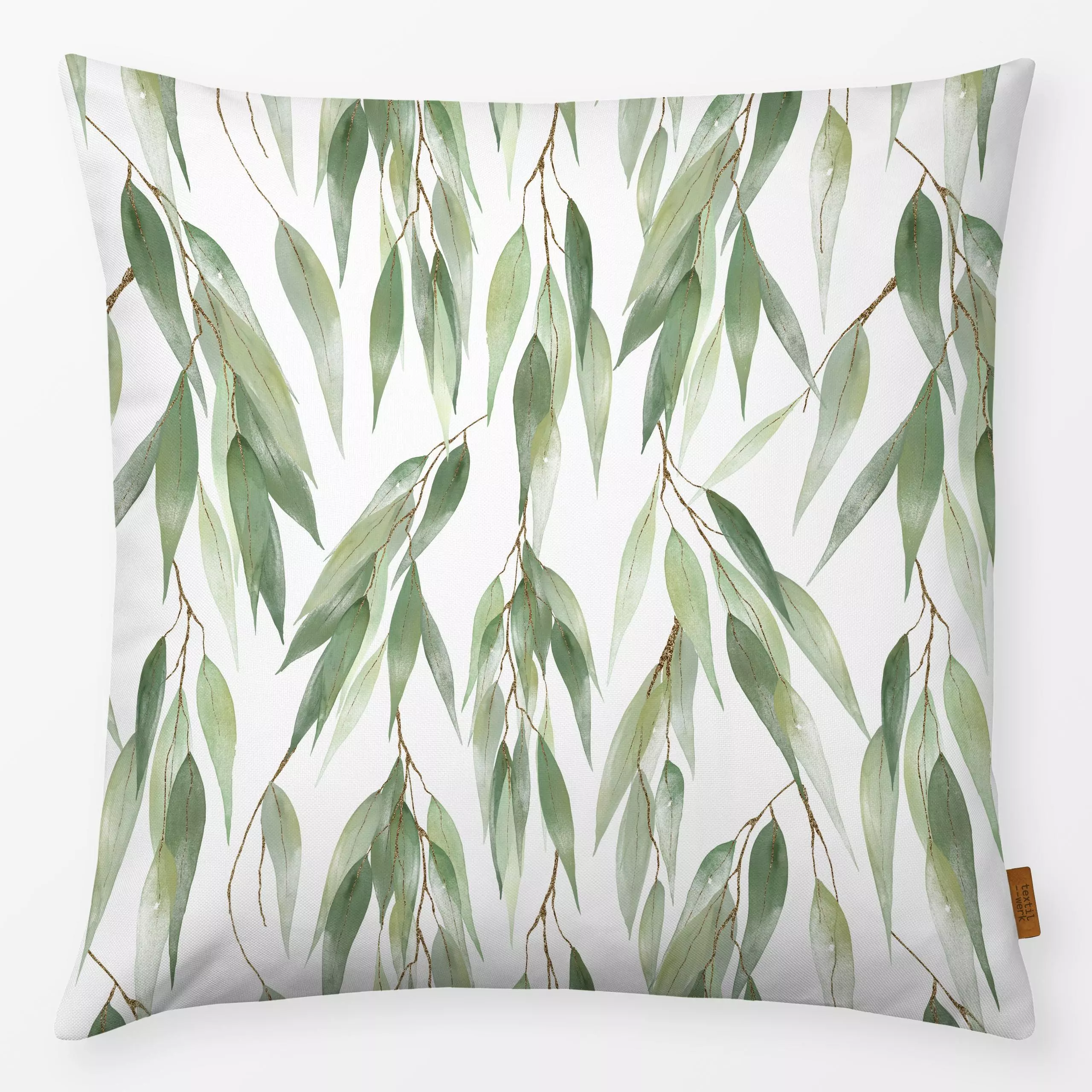Kissen Eucalyptus Watercolor Muster - Blumen & Florales, Pflanzen & Botanik - von „Uta Naumann"; Muster, Blatt, Blätter, Euk...
