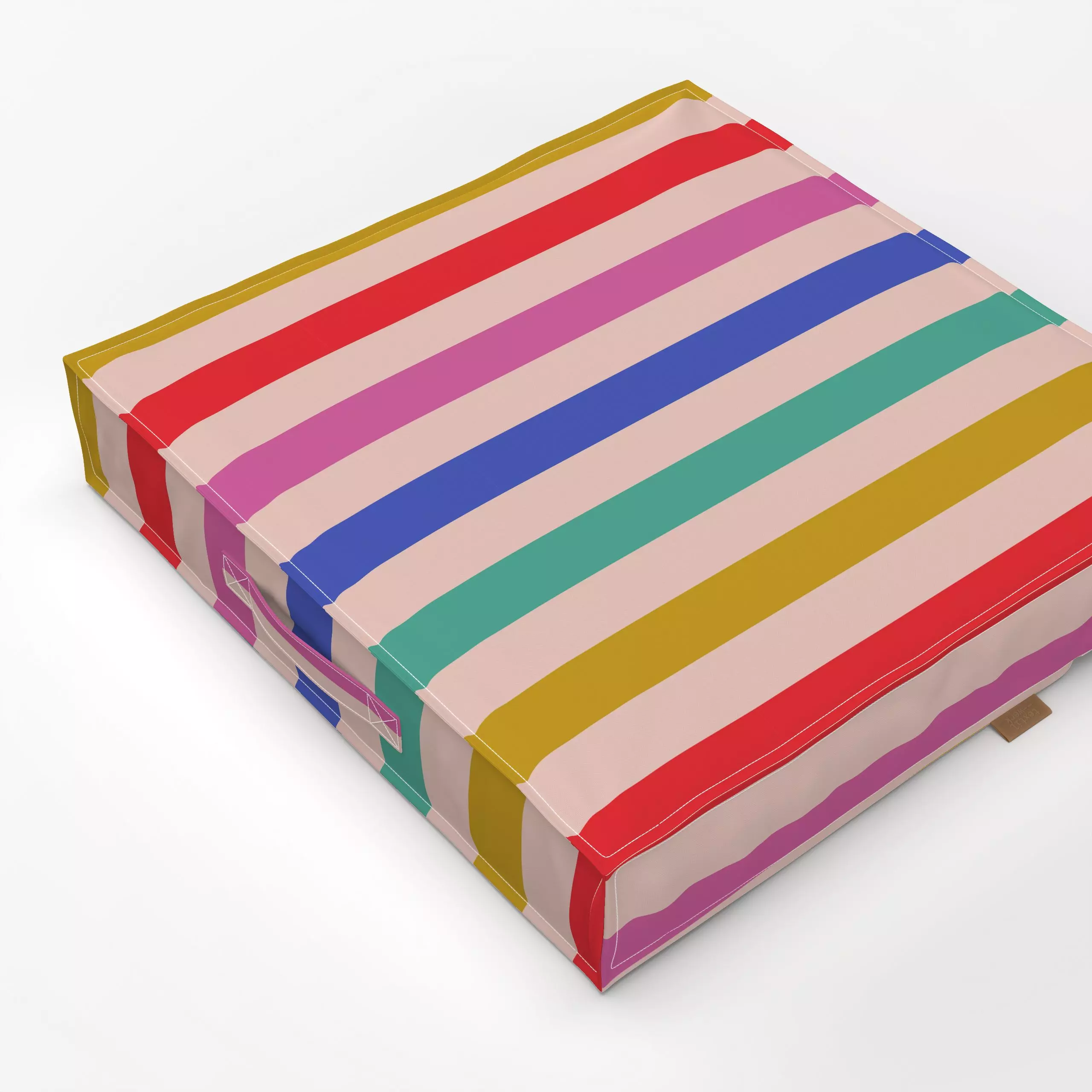 Bodenkissen Regenbogen Streifen - Weihnachten, Symbole & Muster - von „Julia Schumacher"; Streifen, Regenbogen, blau, pink, ...