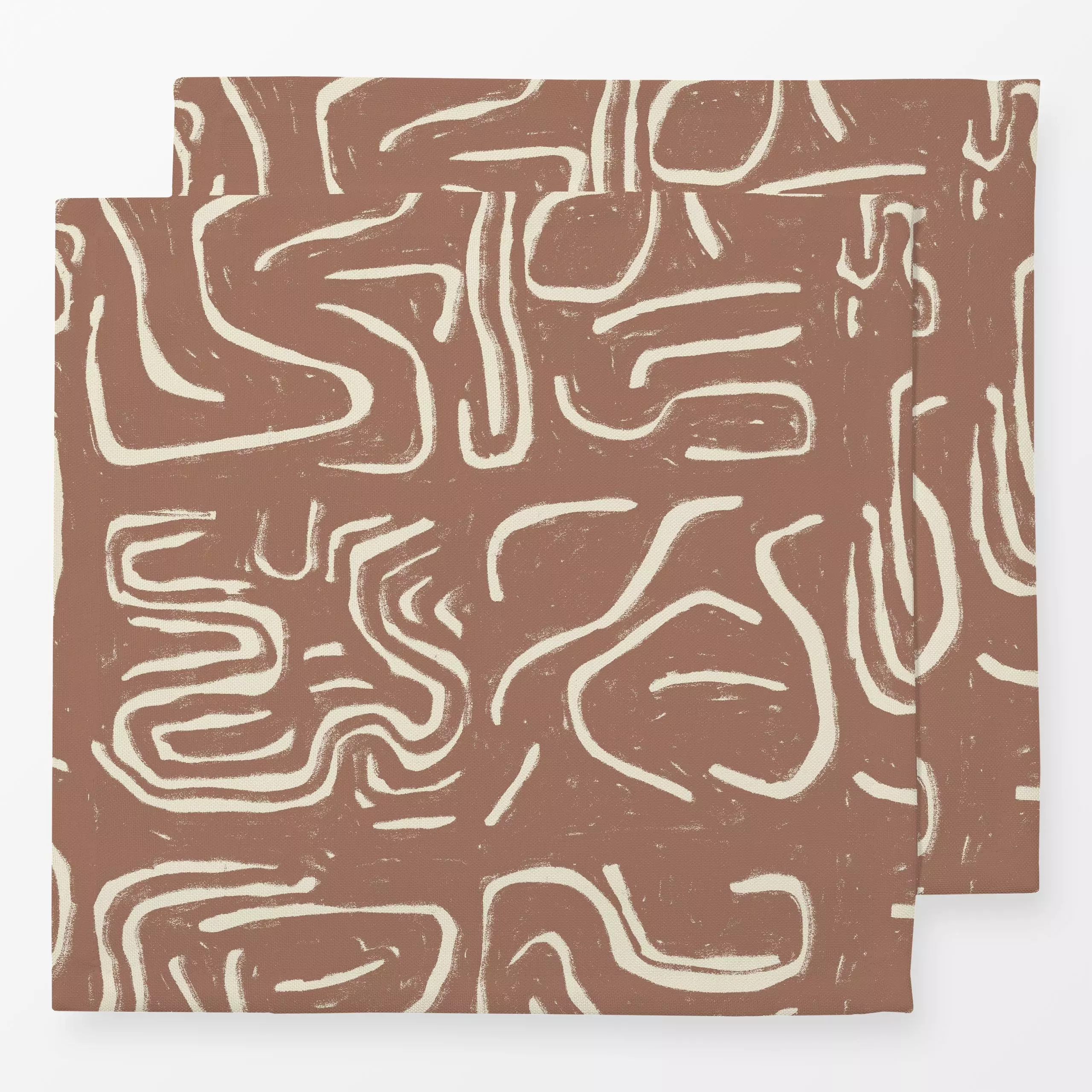 Servietten Spaghetti Hieroglyphen - Symbole & Muster - von „Julia Schumacher"; boho, Linien, erdfarben, Bohemian, warm, Mono...
