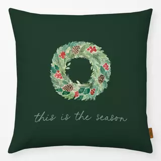 Kissen Weihnachtskranz tannengrün