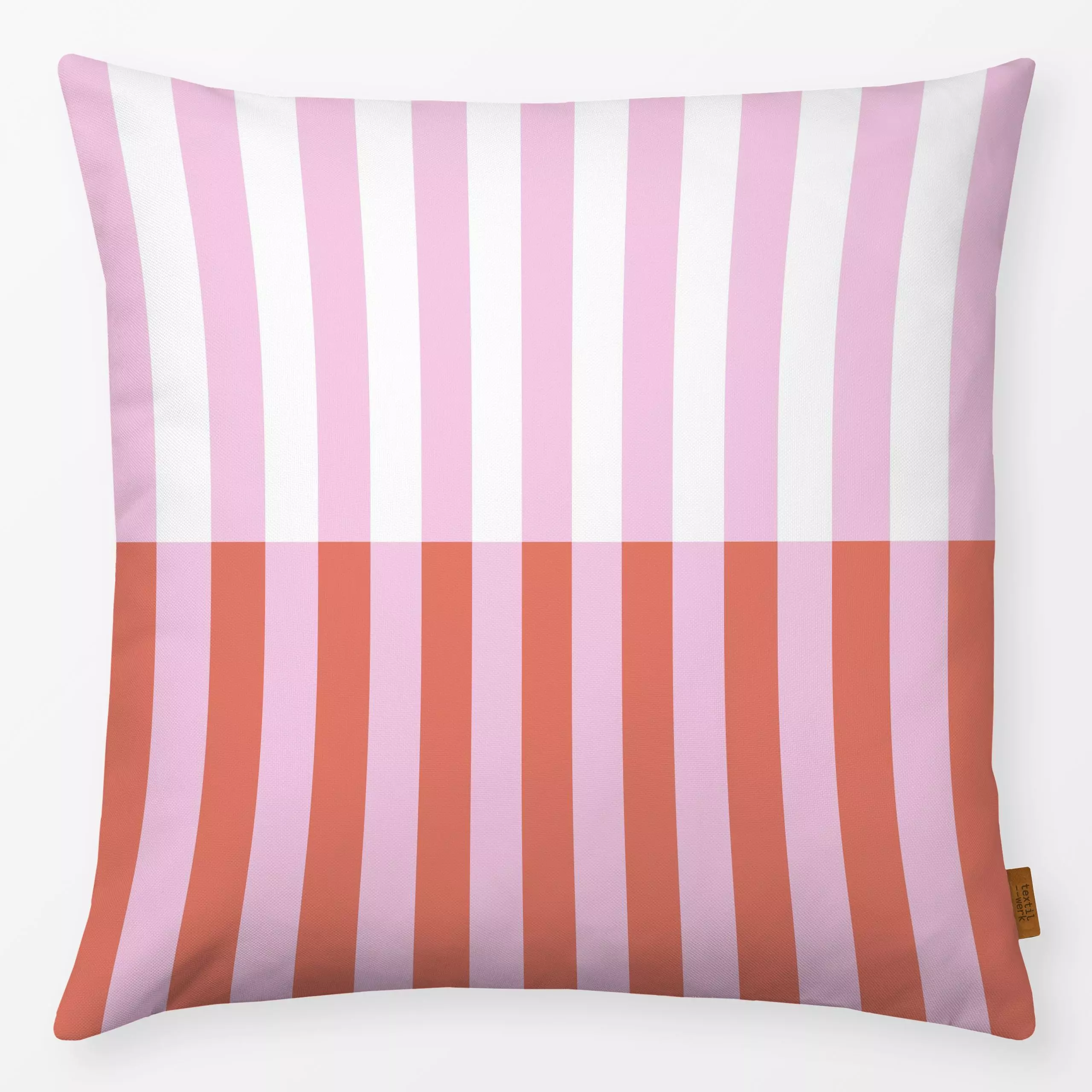 Kissen Streifen rosa und korallenrot - Frühling, Symbole & Muster - von „Vivian Hasenclever"; Streifen, modern, Kinderzimmer...
