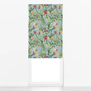 Raffrollo Exotische Pflanzenwelt blau