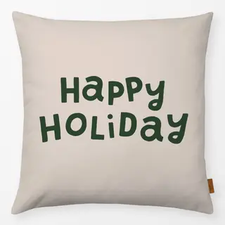 Kissen Happy Holiday grün offwhite