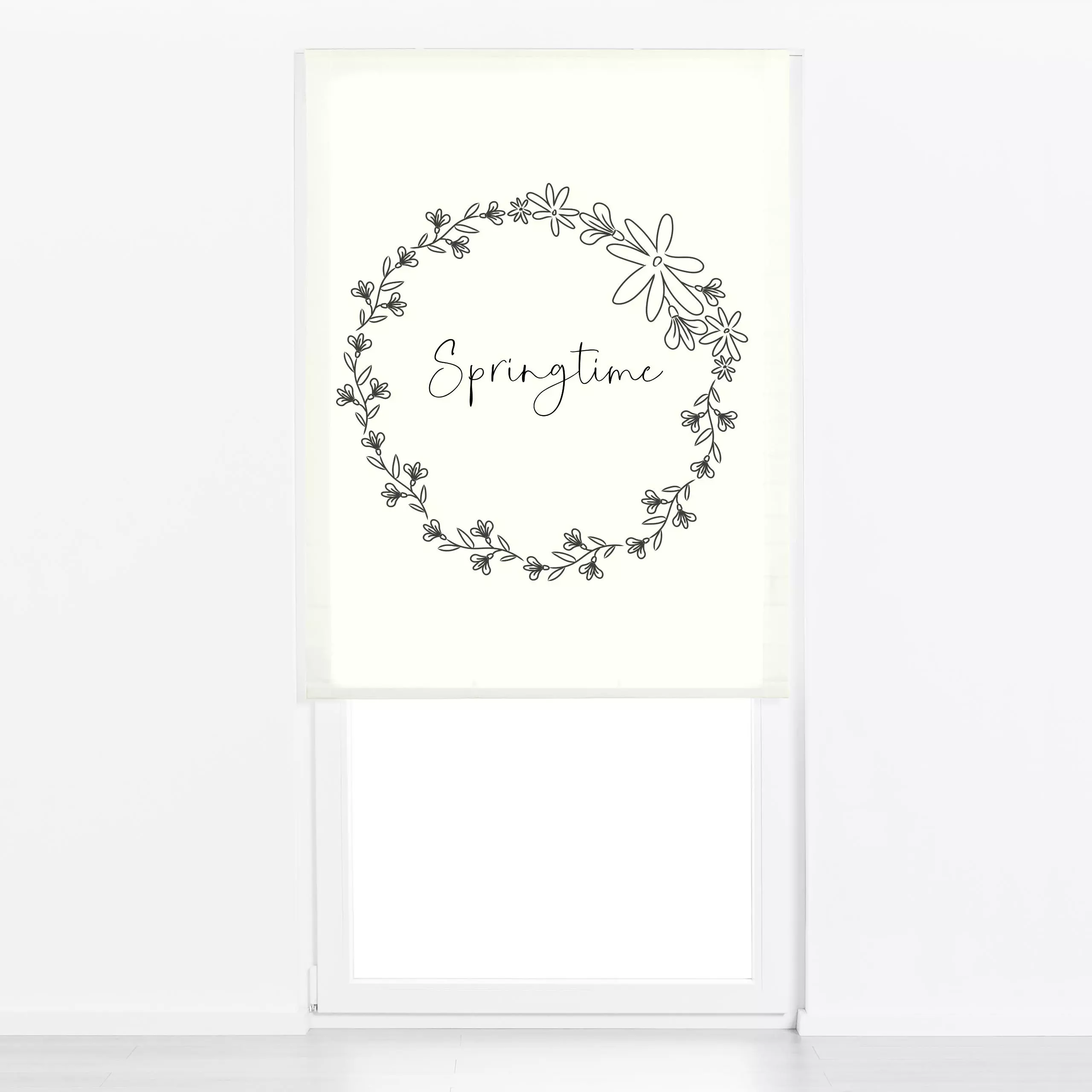 Raffrollo Springtime Blumenkranz - Frühling, Sprüche & Schriftzüge, Anlässe, Ostern - von „Monika Strigel"; Hygge, boho, Sca...