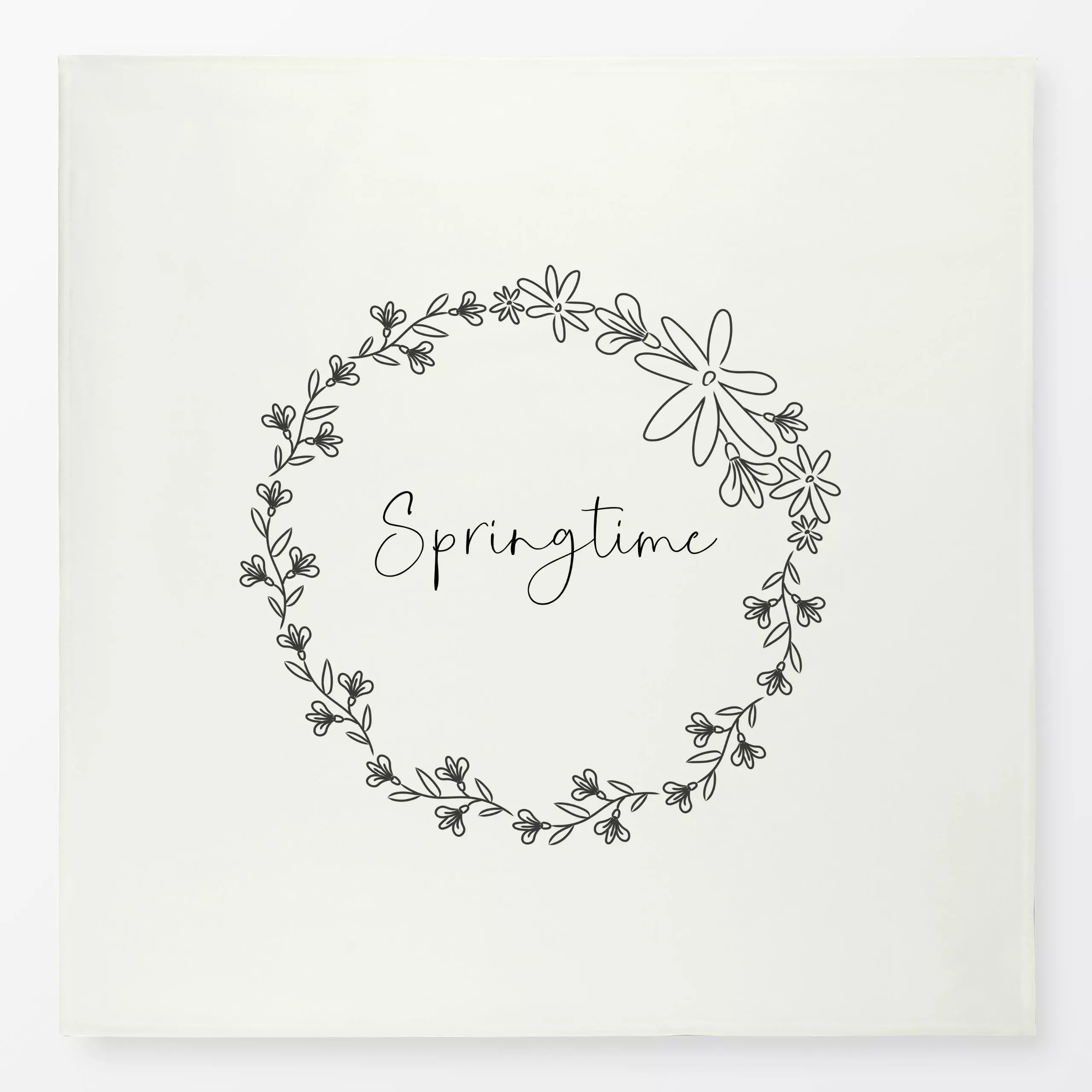 Tischdecke Springtime Blumenkranz, Blumen, Spruch, Ostern, von Monika Strigel