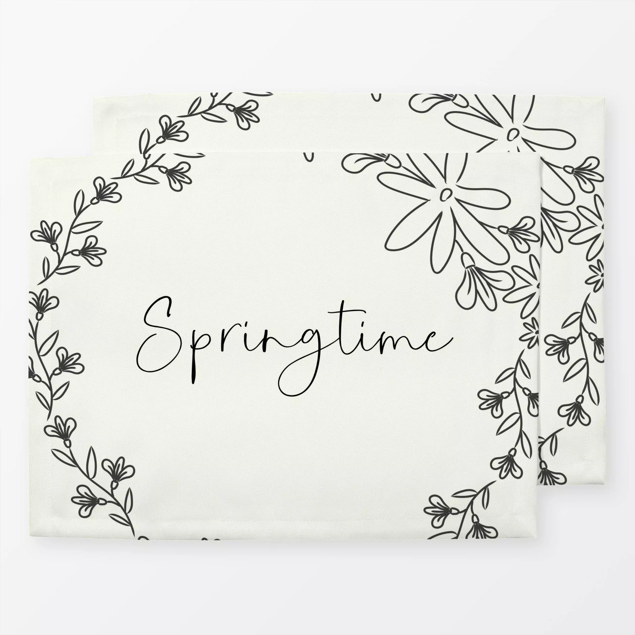 Tischset Springtime Blumenkranz - Frühling, Sprüche & Schriftzüge, Anlässe, Ostern - von „Monika Strigel"; Hygge, boho, Scan...